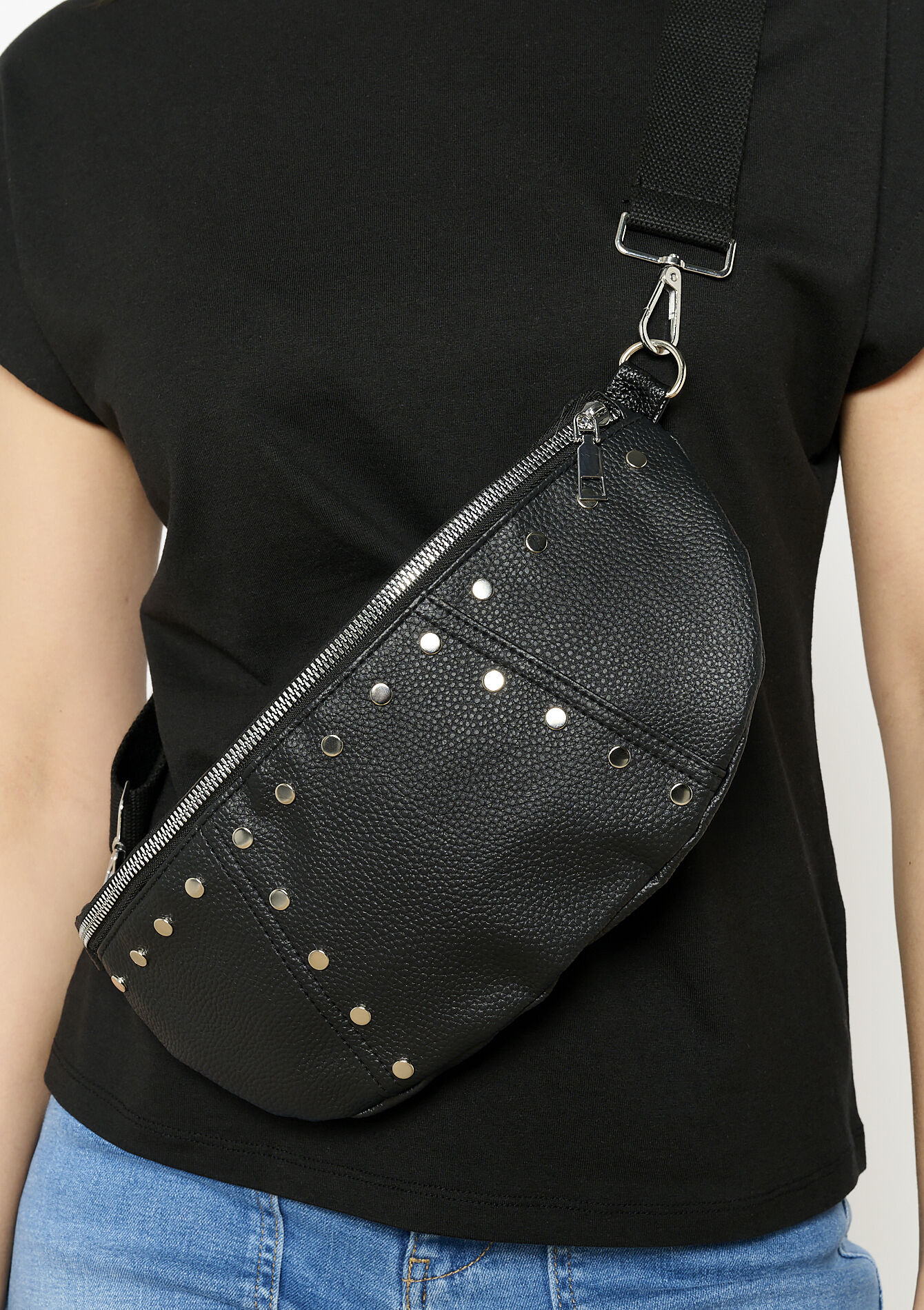 Studded faux leather belt bag, Studded faux leather belt bag - BLACK - 14001863_1119