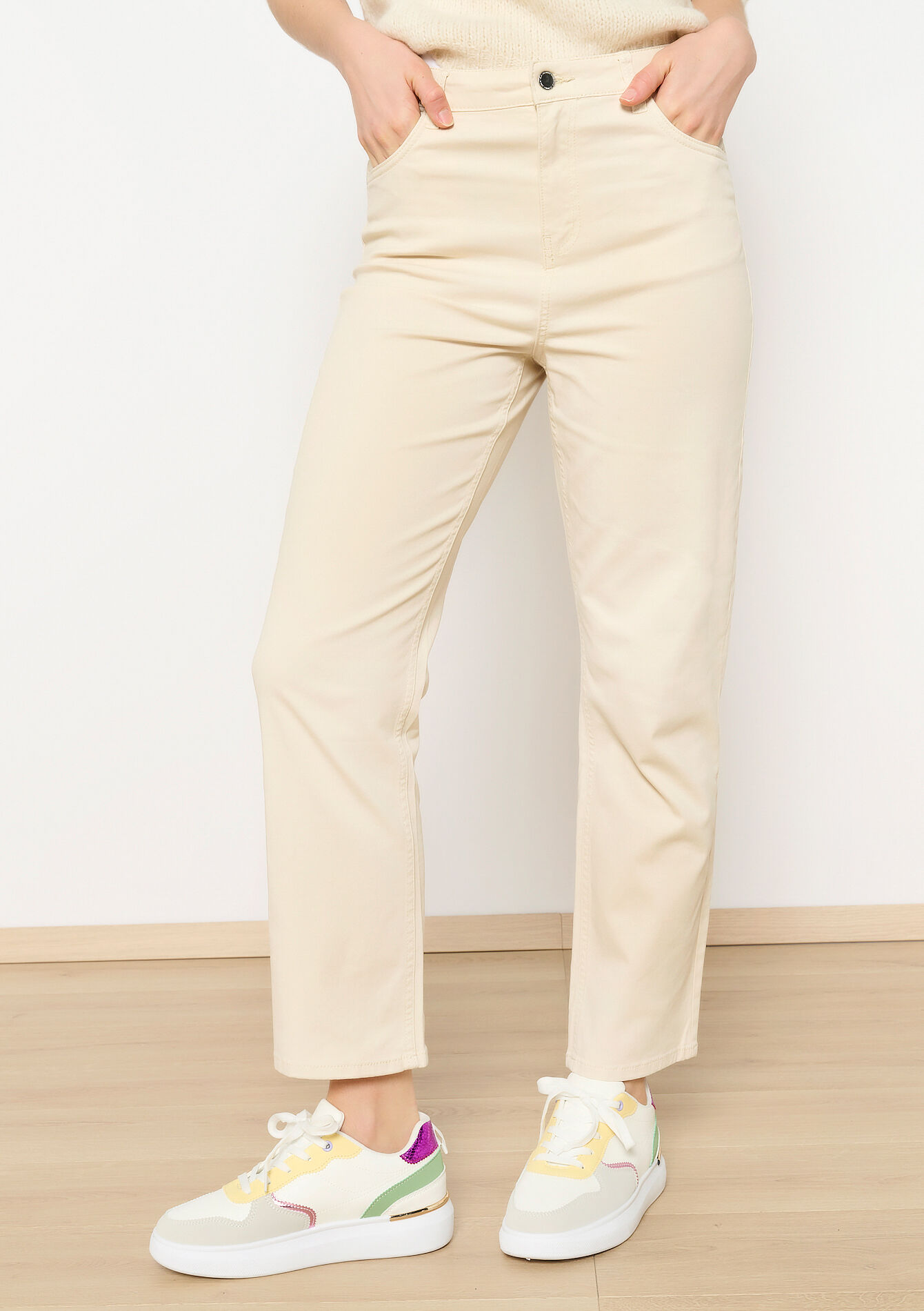 Pants with high waist, Pants with high waist - LT BEIGE - 06004556_2527