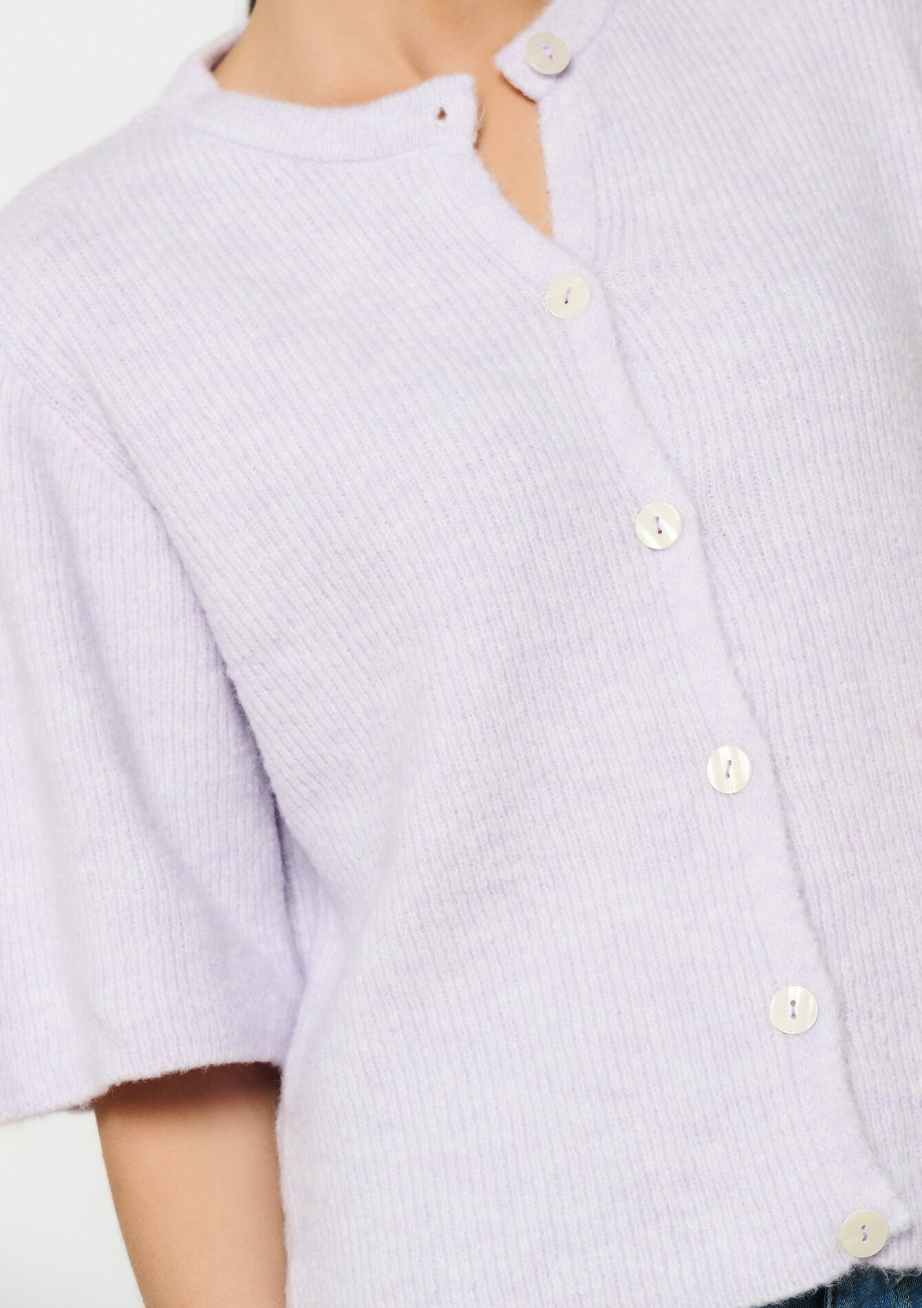 Cardigan met korte mouwen, Cardigan met korte mouwen - LILAC BRIGHT - 04101296_2578