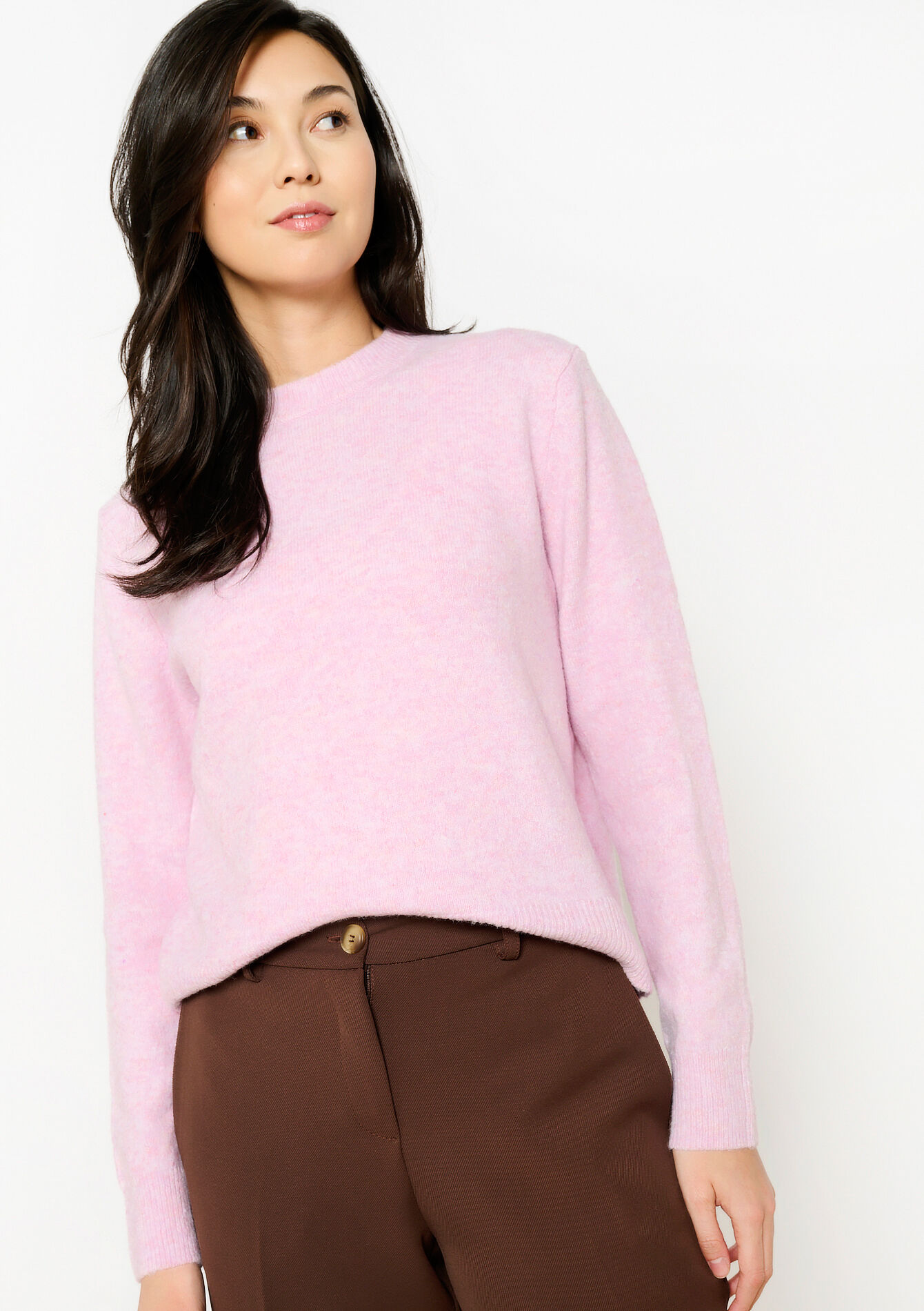 Pull basique à col rond, Pull basique à col rond - LIGHT PINK - 04006821_1303