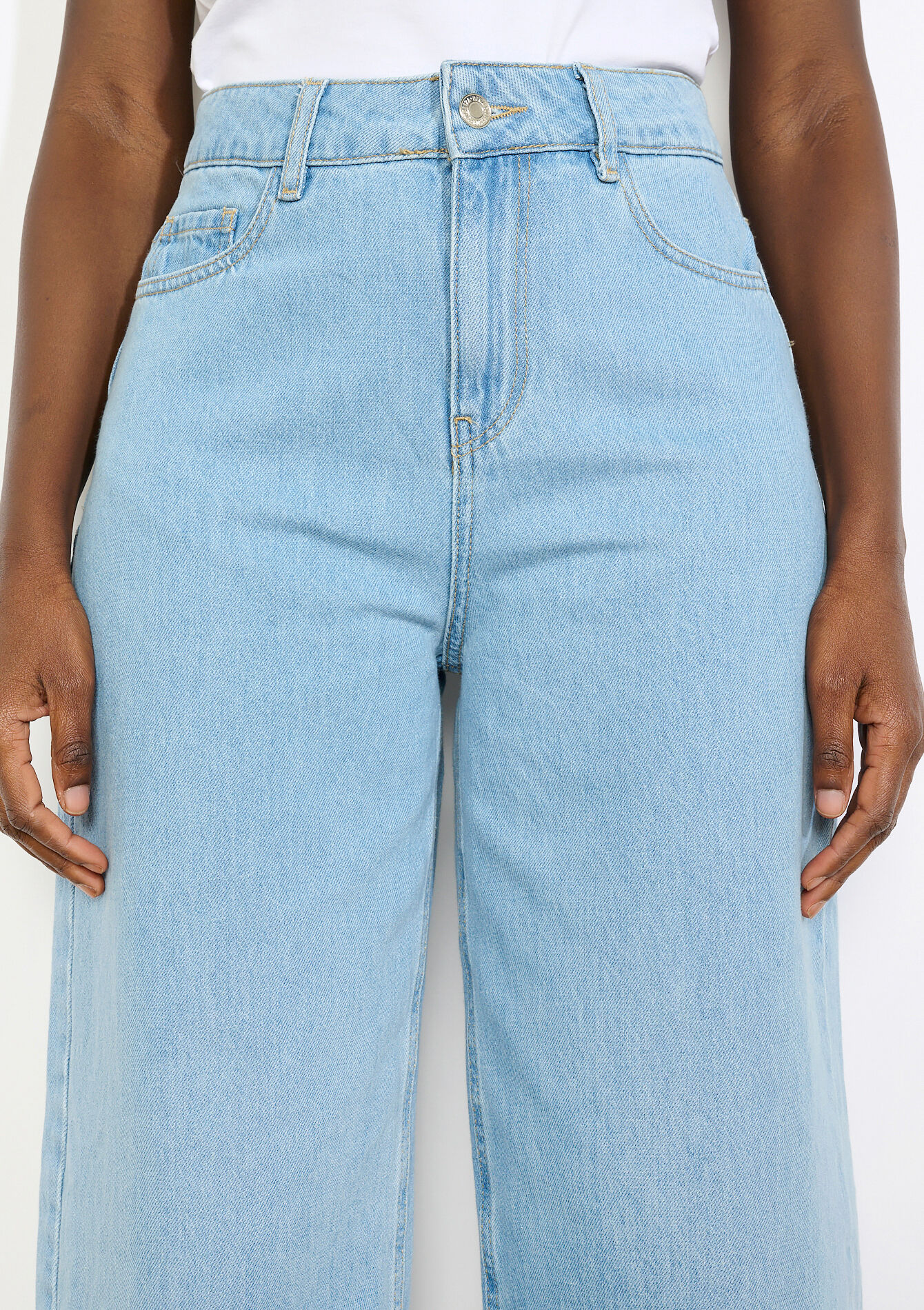 Hoge taille wide-leg jeans, Hoge taille wide-leg jeans - BLUE BLEACHED - 22000661_0502