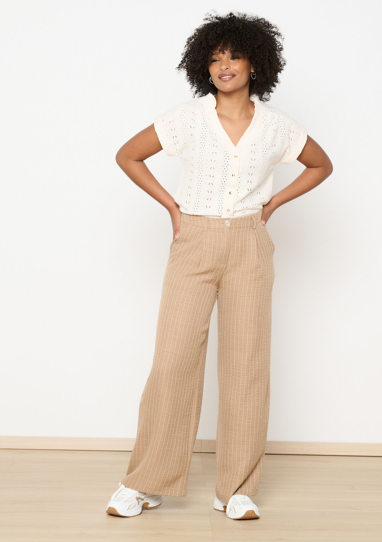 Pantalon habillé à rayures, Pantalon habillé à rayures - BEIGE SAND - 06100703_1940