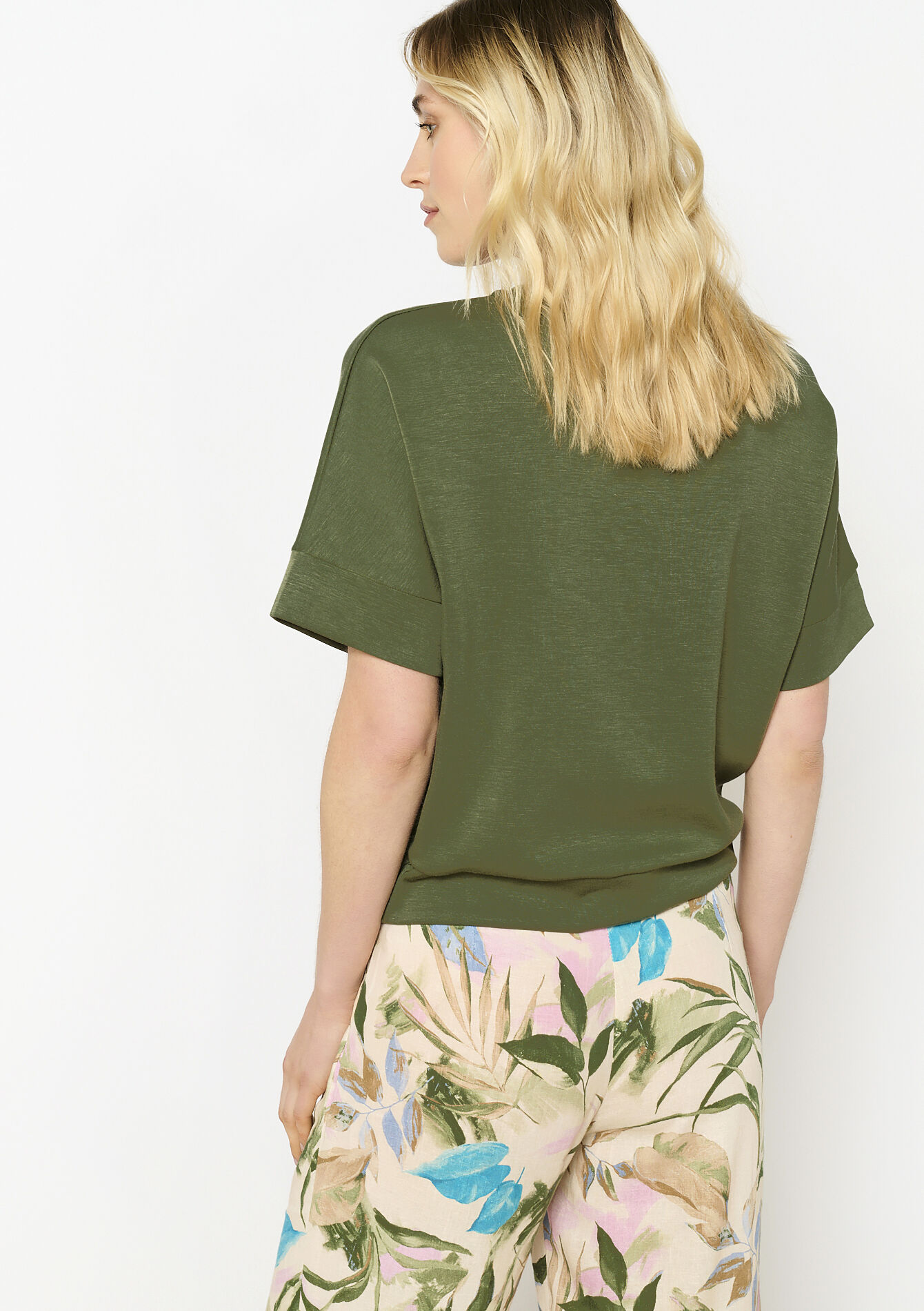 T-shirt in sweatstof, T-shirt in sweatstof - KHAKI FADED - 15100315_4326