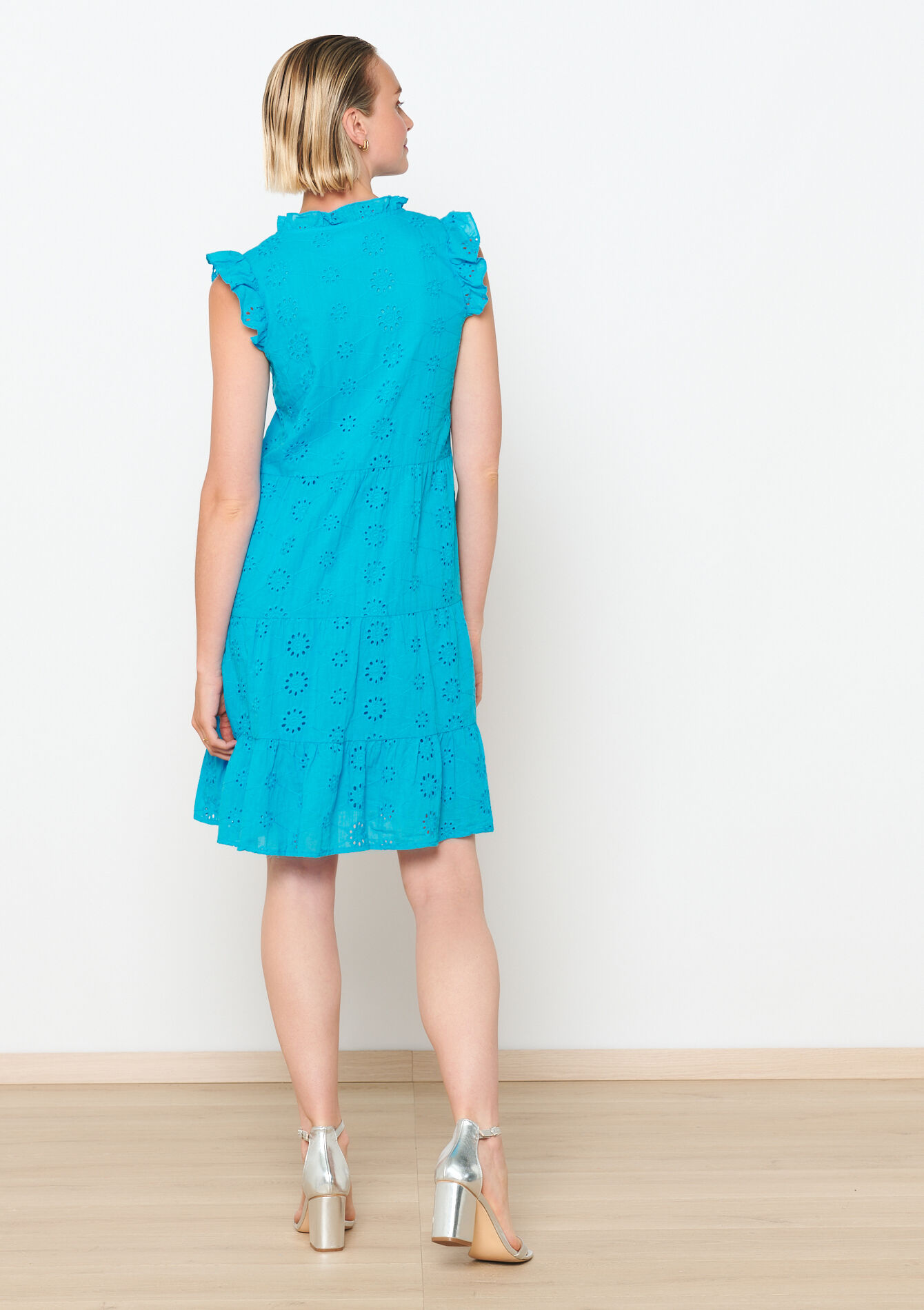 Robe avec broderie anglaise - TURQUOISE - 1106244