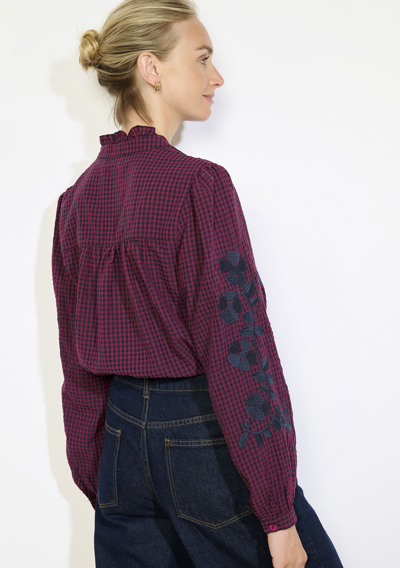 Blouse brodée ample - BORDEAUX WINE - 05702910_5514