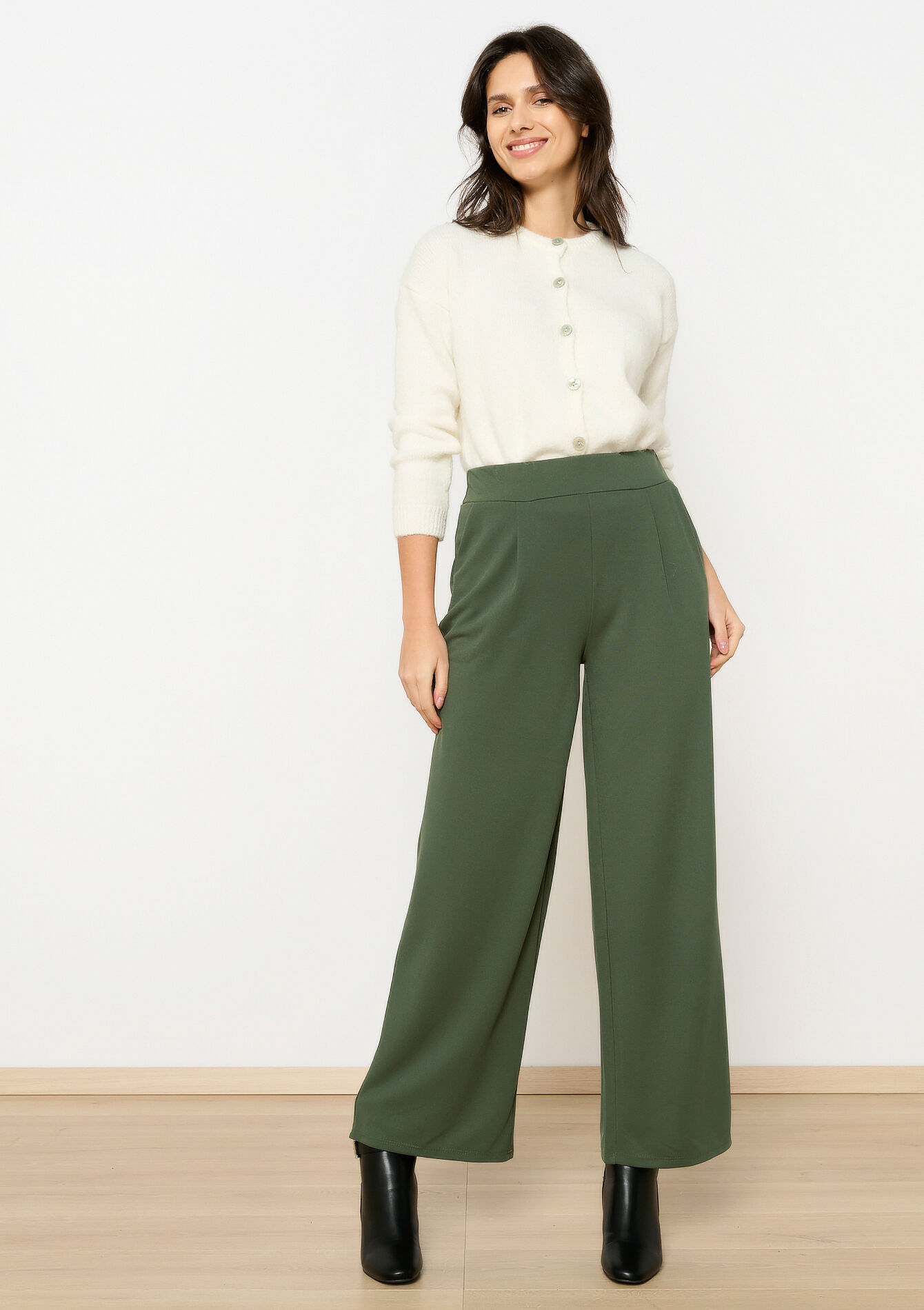 Losse broek met zakken, Losse broek met zakken - KHAKI MED - 06600953_4327