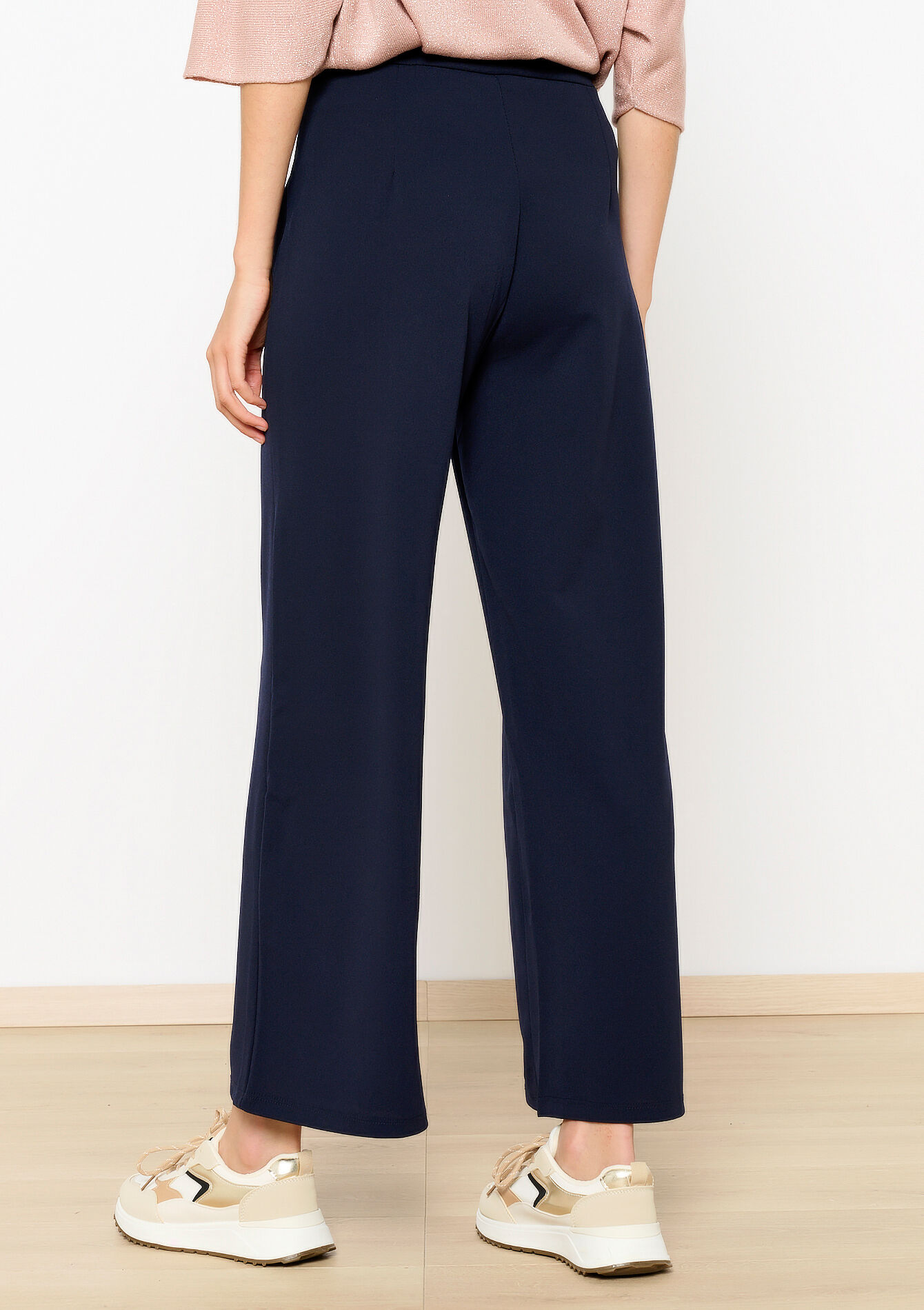 Soepele broek met hoge taille - NAVY BASIC - 06601029_2723