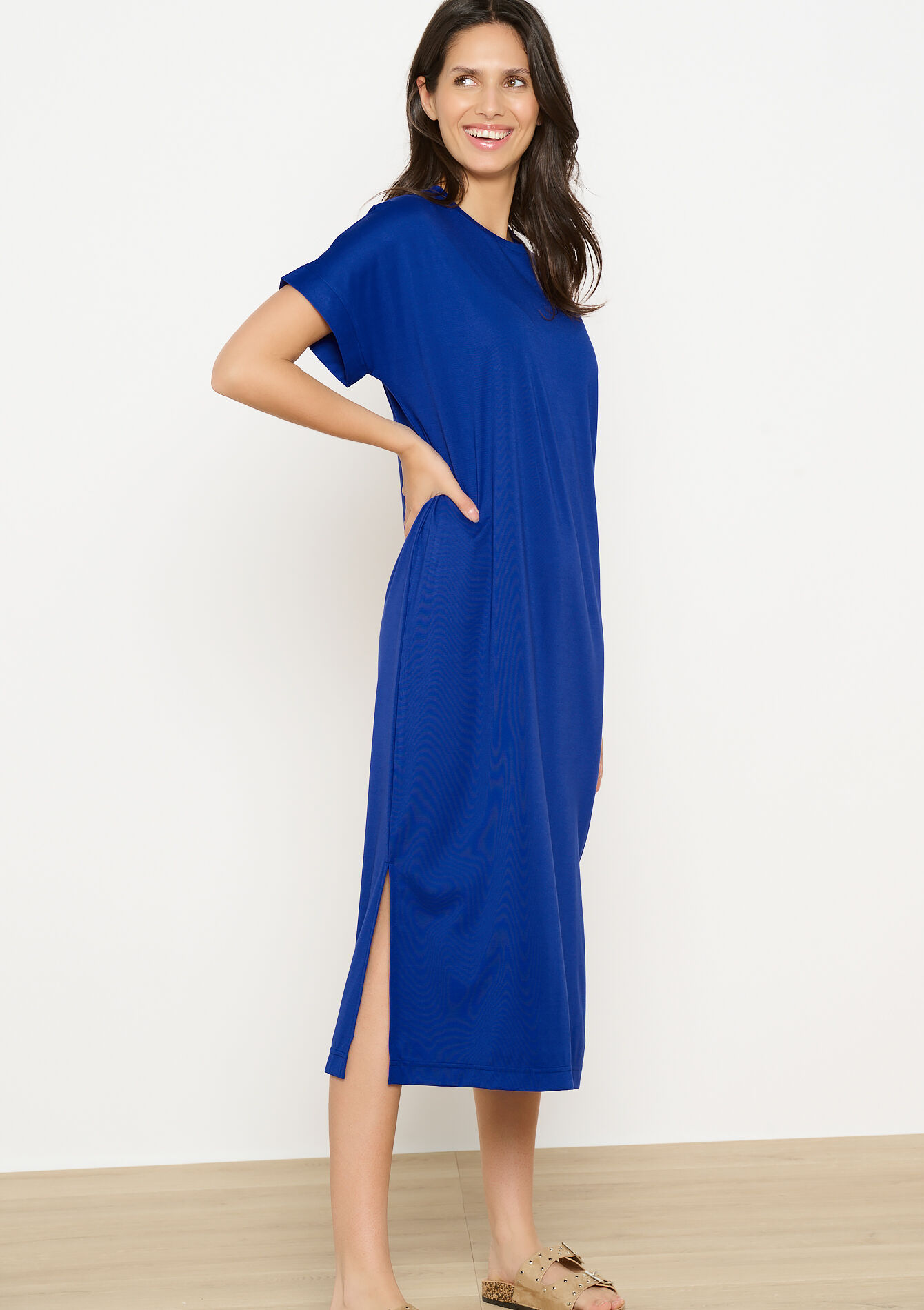 Robe midi unie, Robe midi unie - ELECTRIC BLUE - 08103950_1619