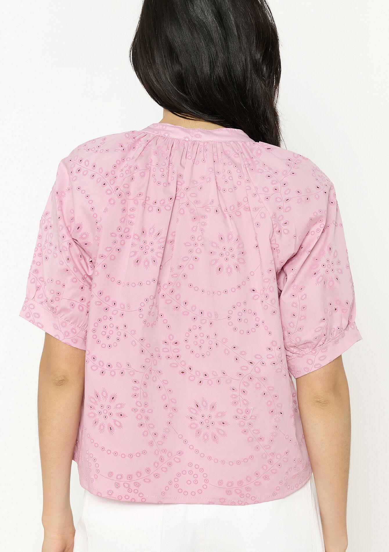 Blouse brodée romantique, Blouse brodée romantique - COSMETIC PINK - 05702847_5733