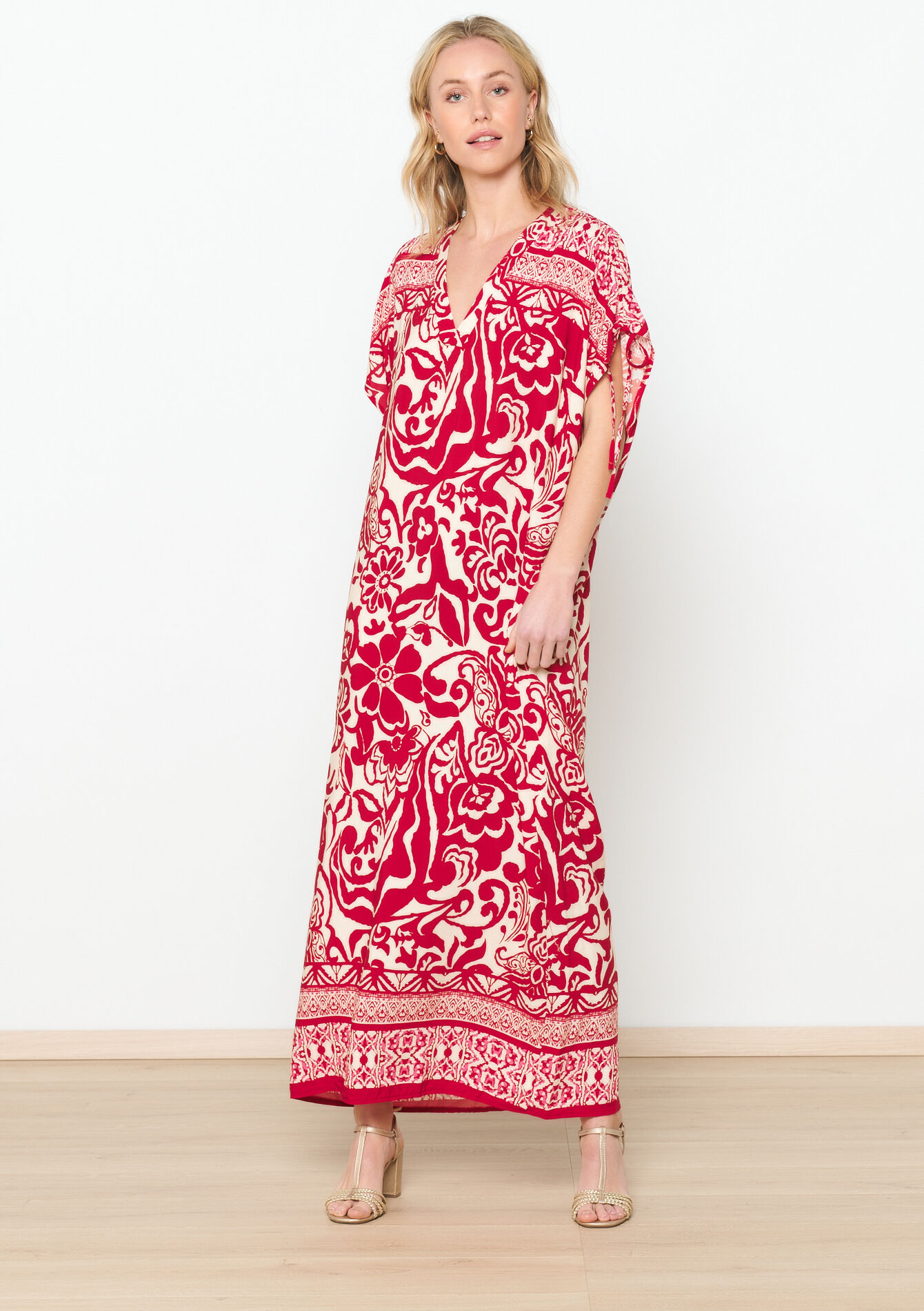 Kaftanjurk met bloemen, Kaftanjurk met bloemen - RED LIPSTICK - 08103575_5310