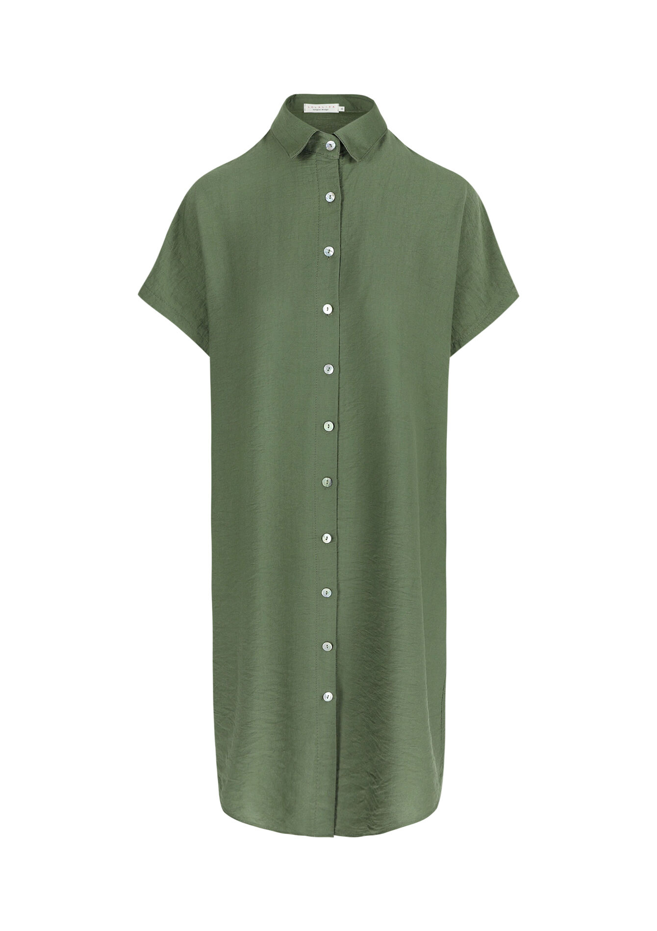 Robe-chemise en tissu crêpé, Robe-chemise en tissu crêpé - KHAKI MED - 08103793_4327