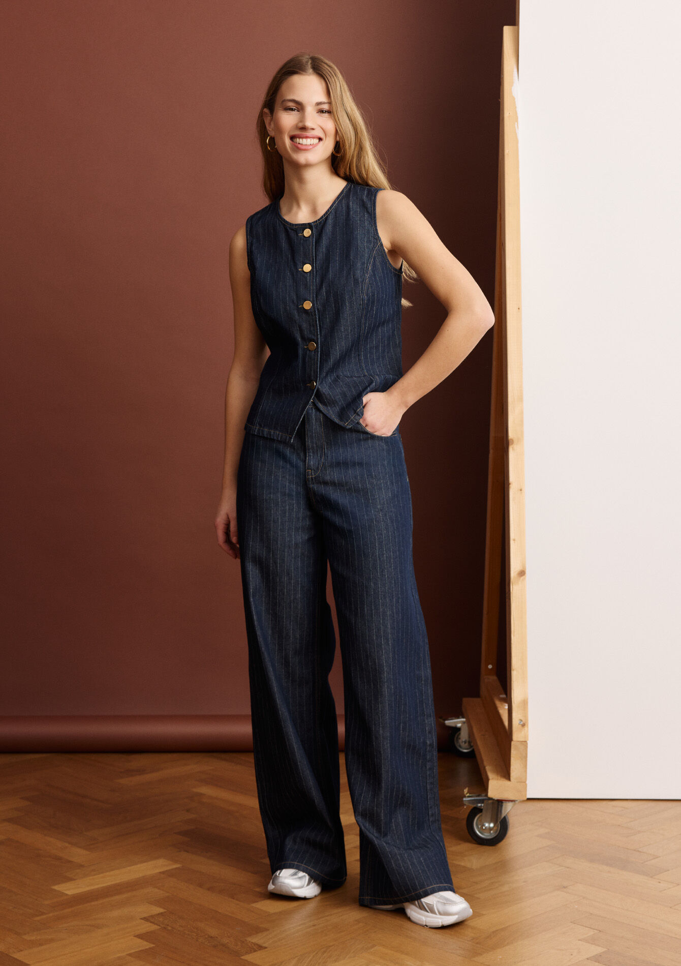 Wide striped jeans, Wide striped jeans, , back