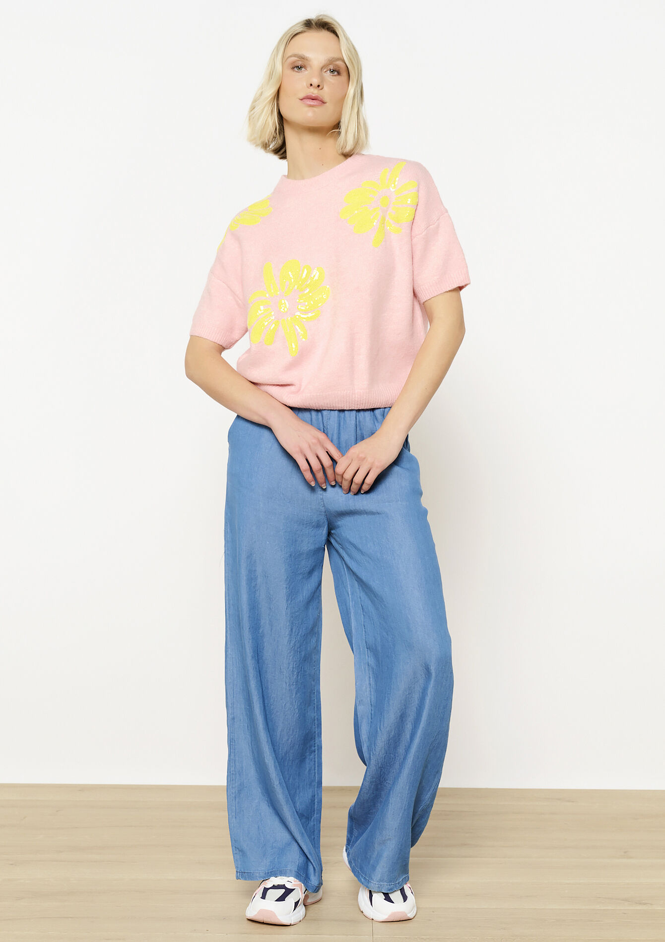 Geborduurde bloemen trui, Geborduurde bloemen trui - LIGHT PINK - 04006843_1303