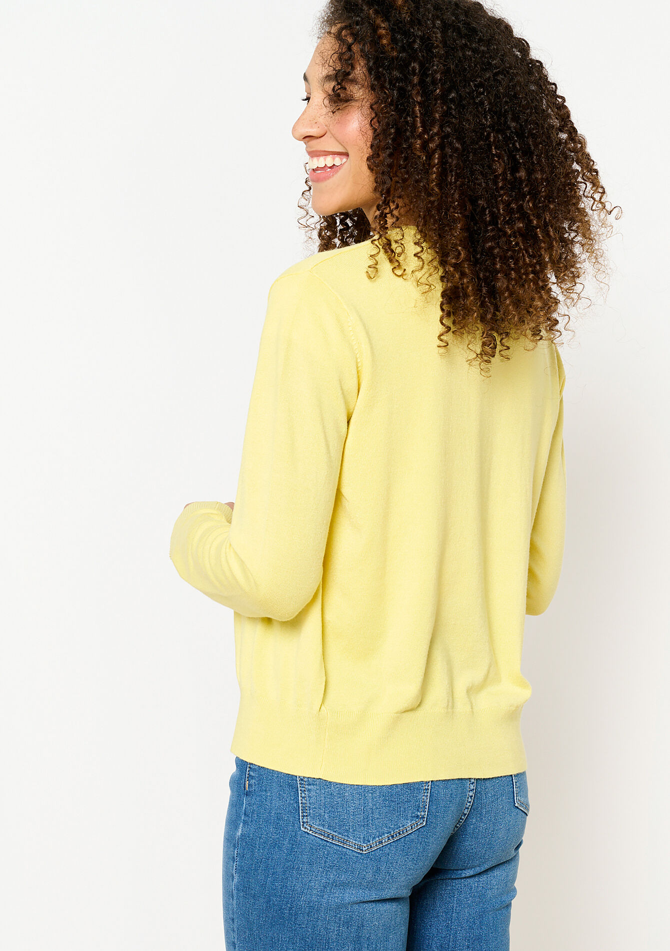 Cardigan met ronde hals, Cardigan met ronde hals - YELLOW PASTEL - 04101232_5004
