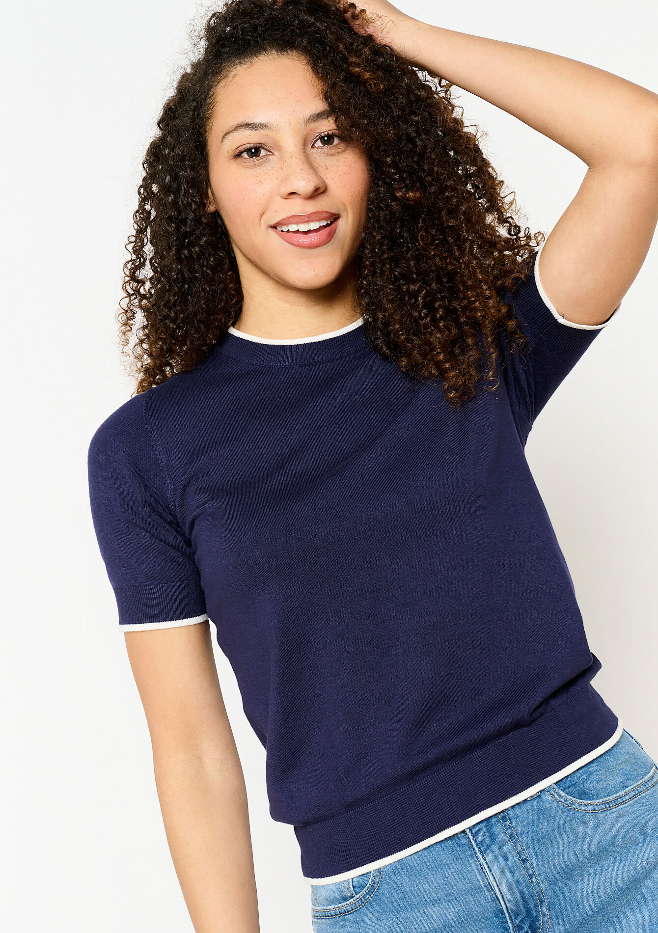 Pull à manches courtes, Pull à manches courtes - NAVY BASIC - 04006776_2723