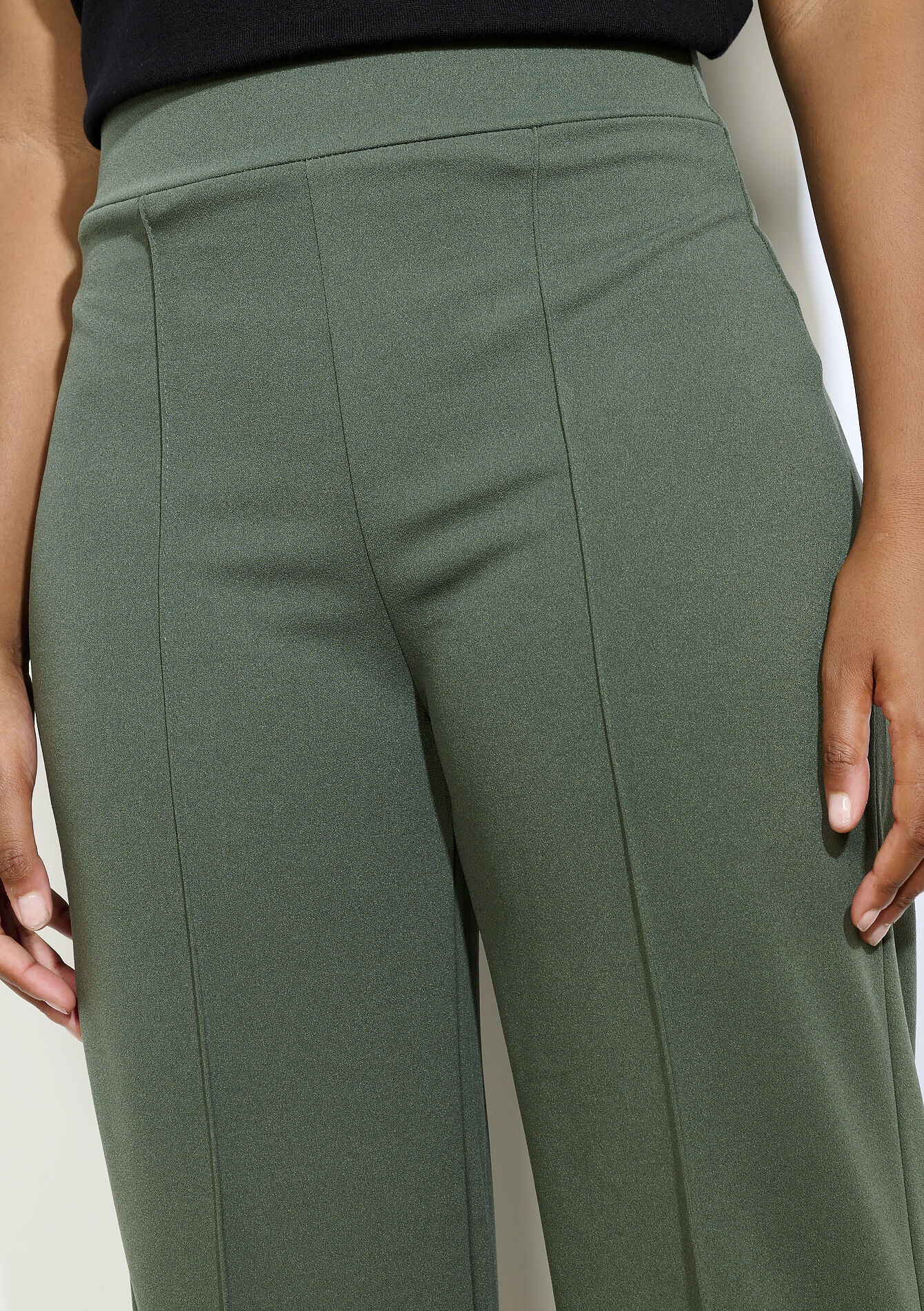 Soepele broek met hoge taille - KHAKI MED - 06601029_4327