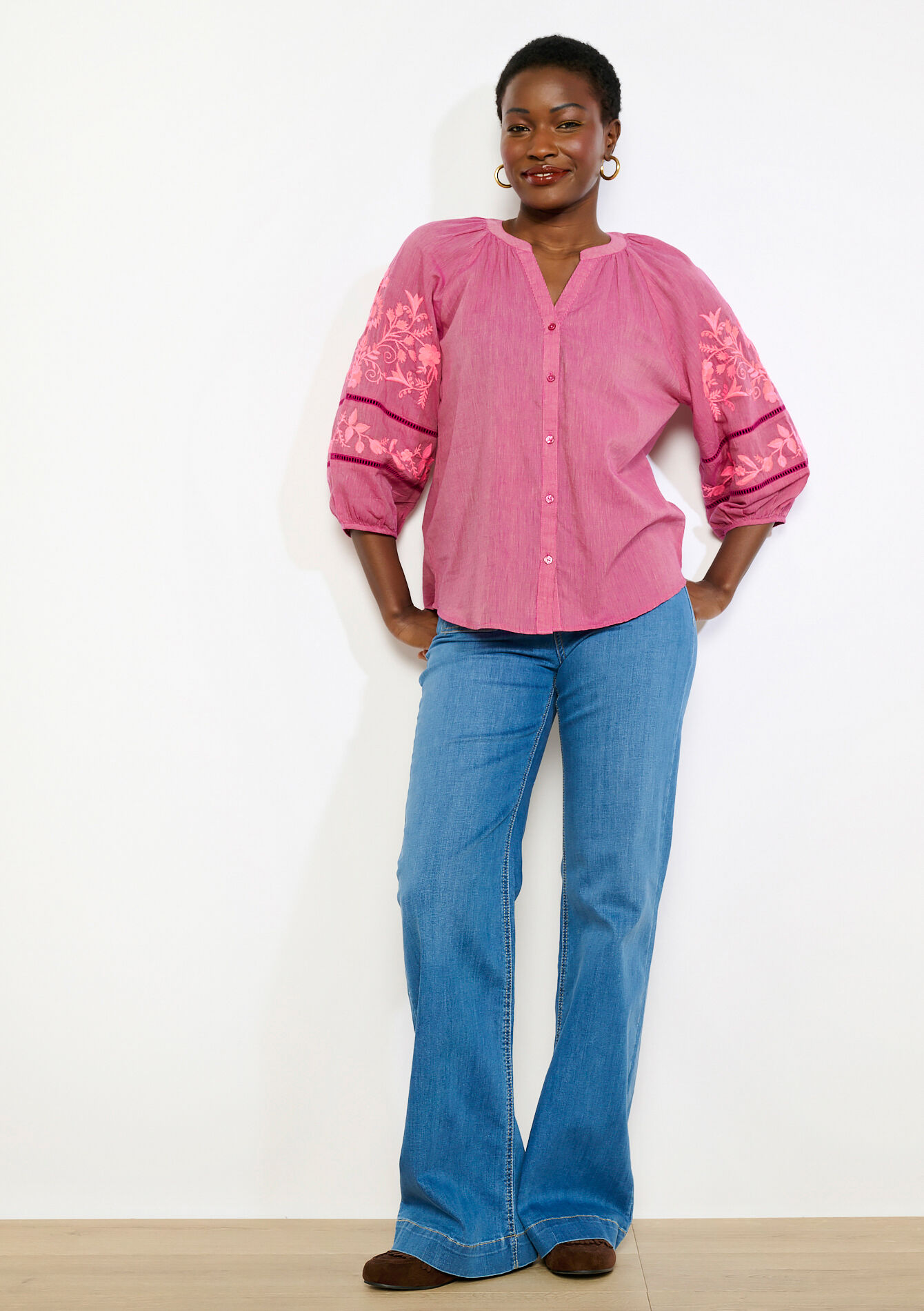 Romantisch geborduurd hemd, Romantisch geborduurd hemd - VIOLINE - 05702949_2576