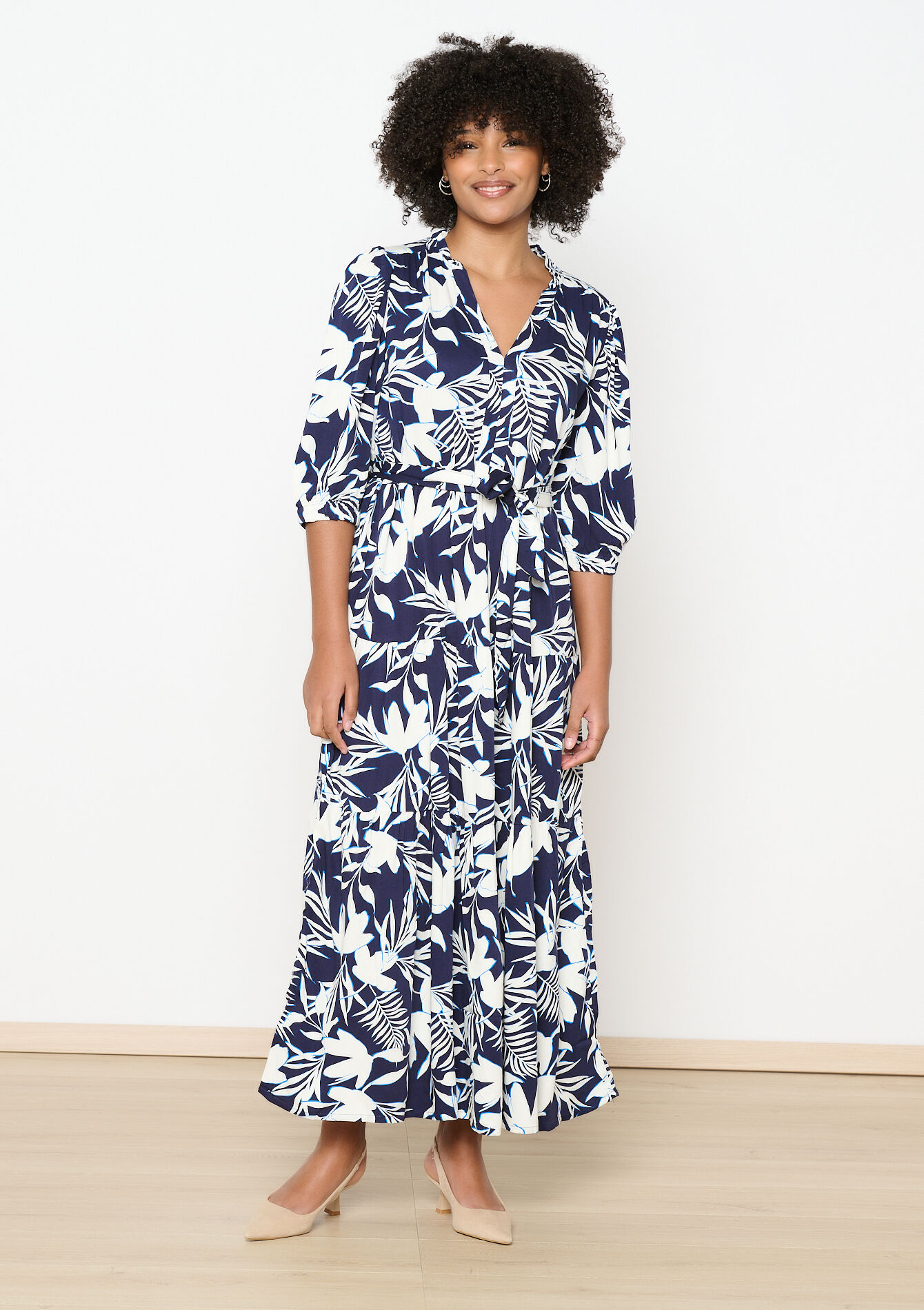 Maxi dress with floral print, Maxi dress with floral print - NAVY BASIC - 08103879_2723