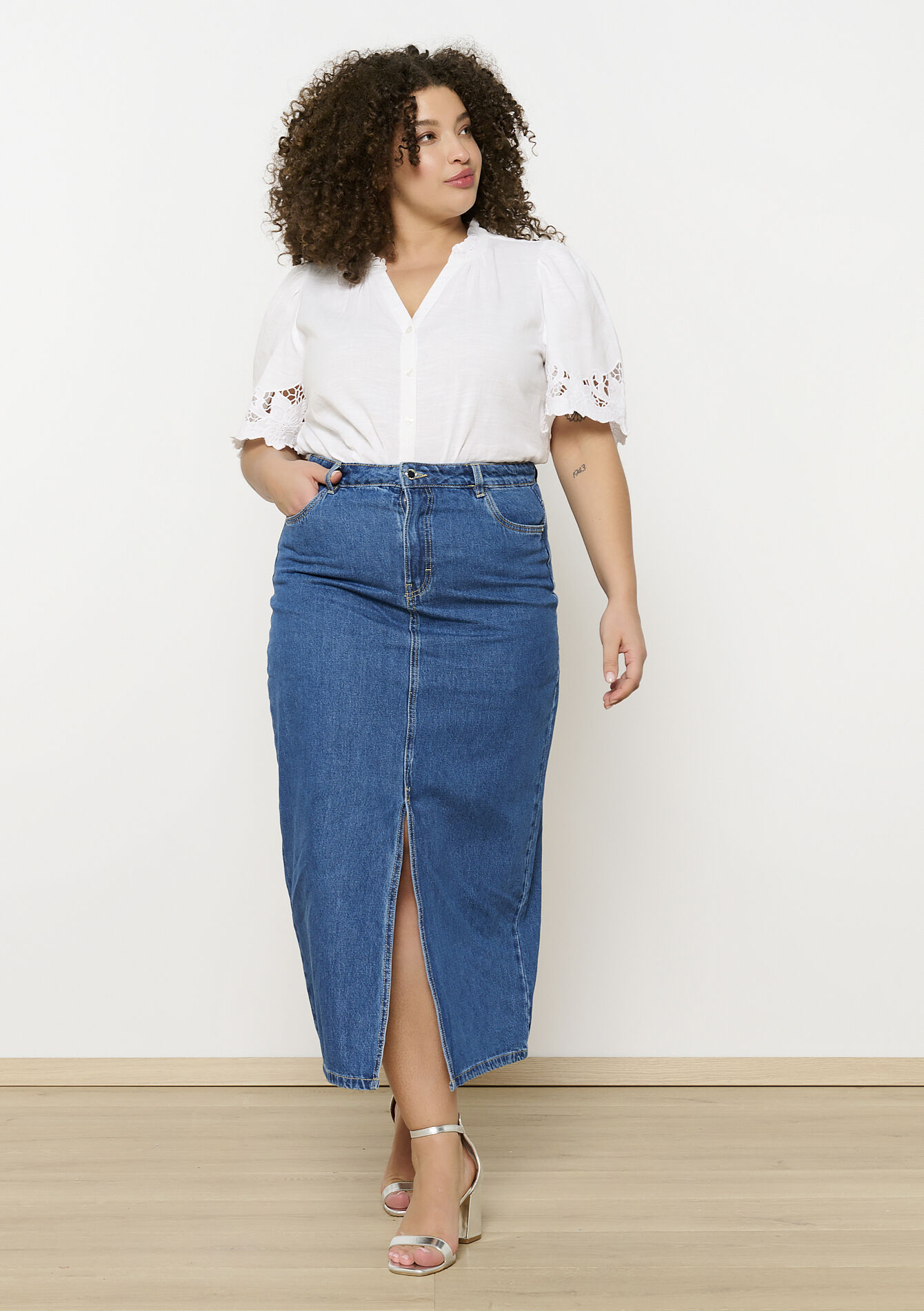 Maxi denim rok, Maxi denim rok - MEDIUM BLUE - 07101294_0500