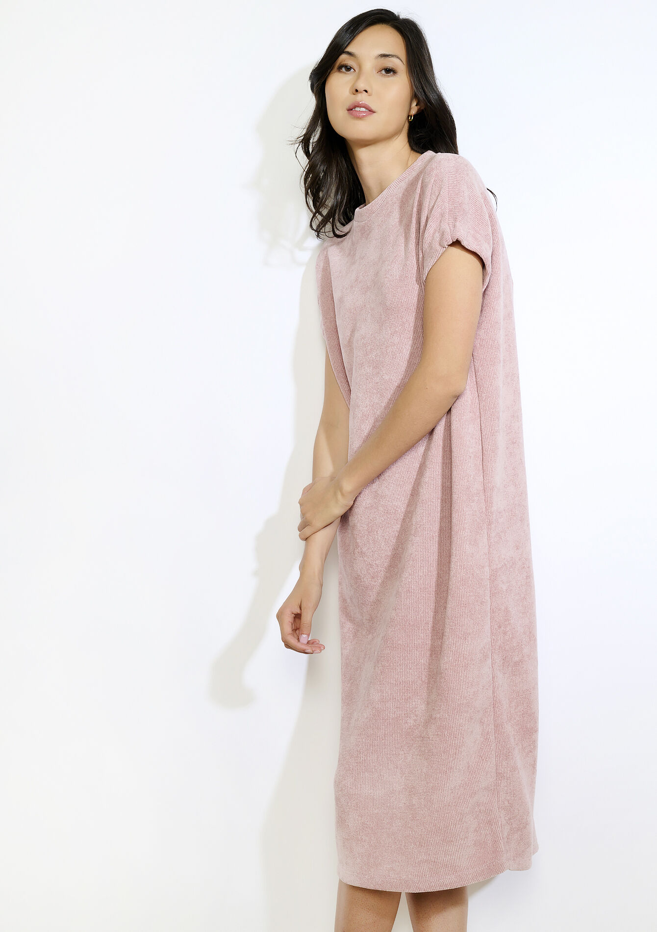 Relaxte midi-jurk, Relaxte midi-jurk - NUDE PINK - 08104250_1301