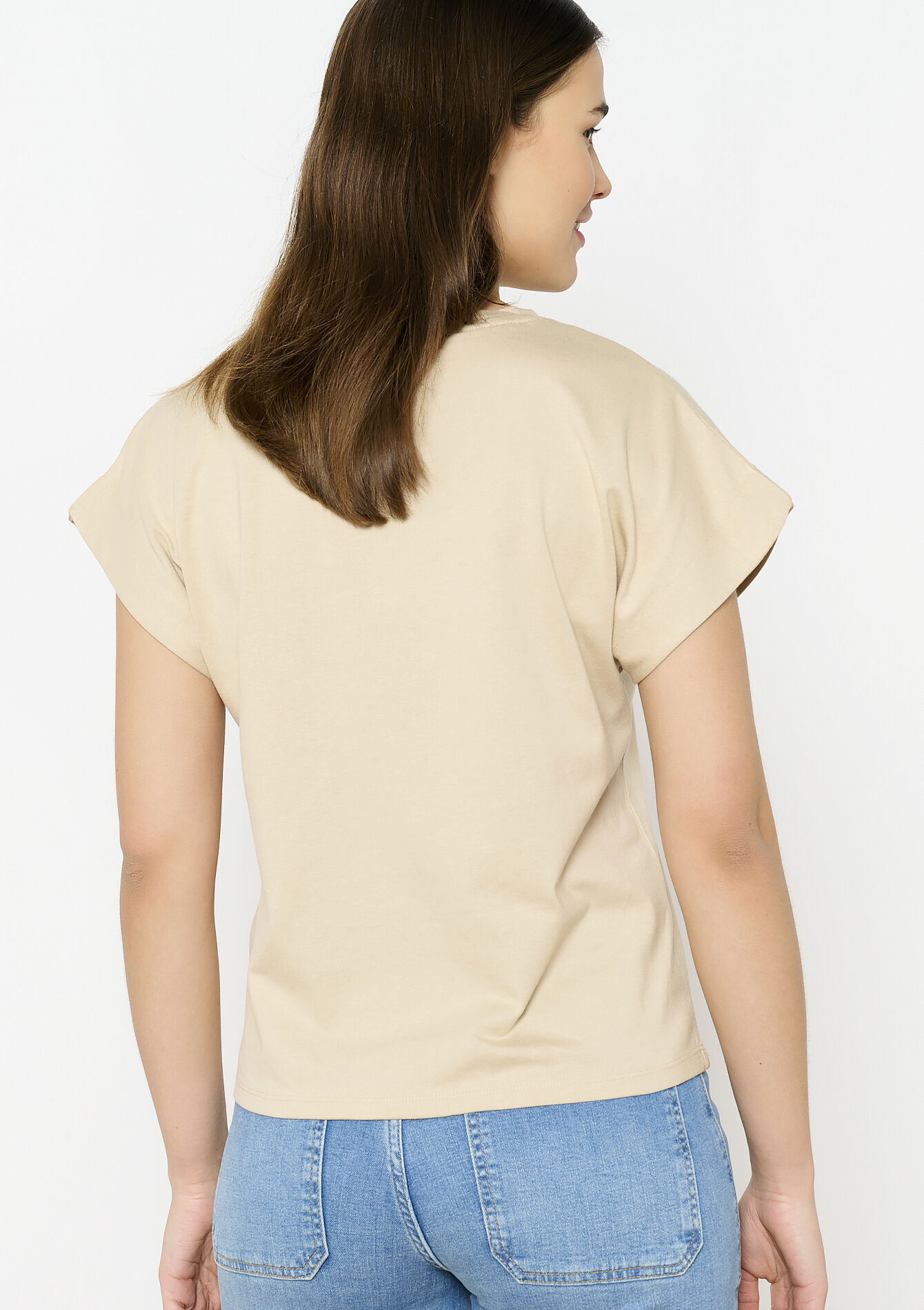 Basic katoenen T-shirt, Basic katoenen T-shirt - LT BEIGE - 02301672_2527