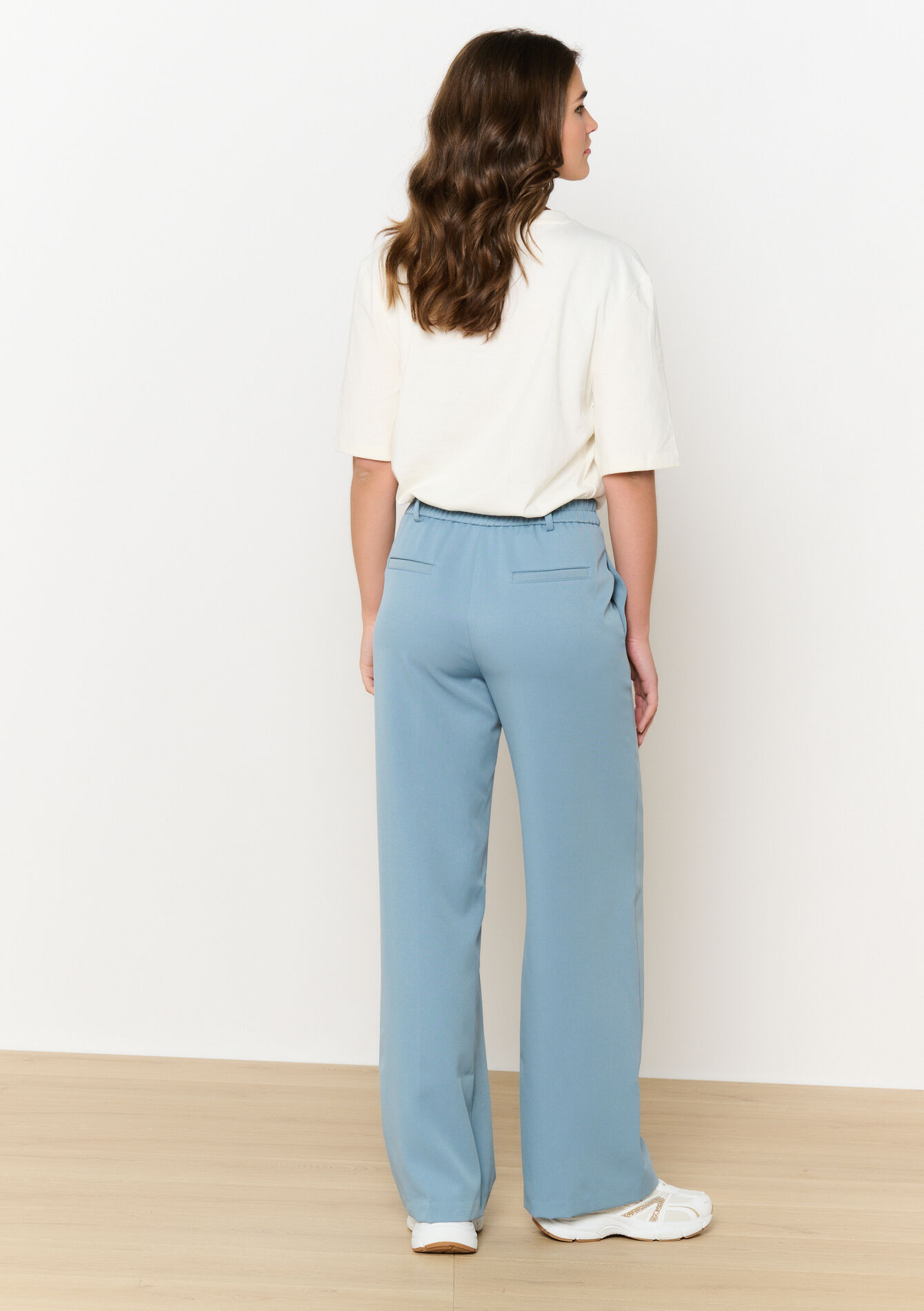 Wide leg broek in twill, Wide leg broek in twill - BLUE PASTEL - 06600957_3003
