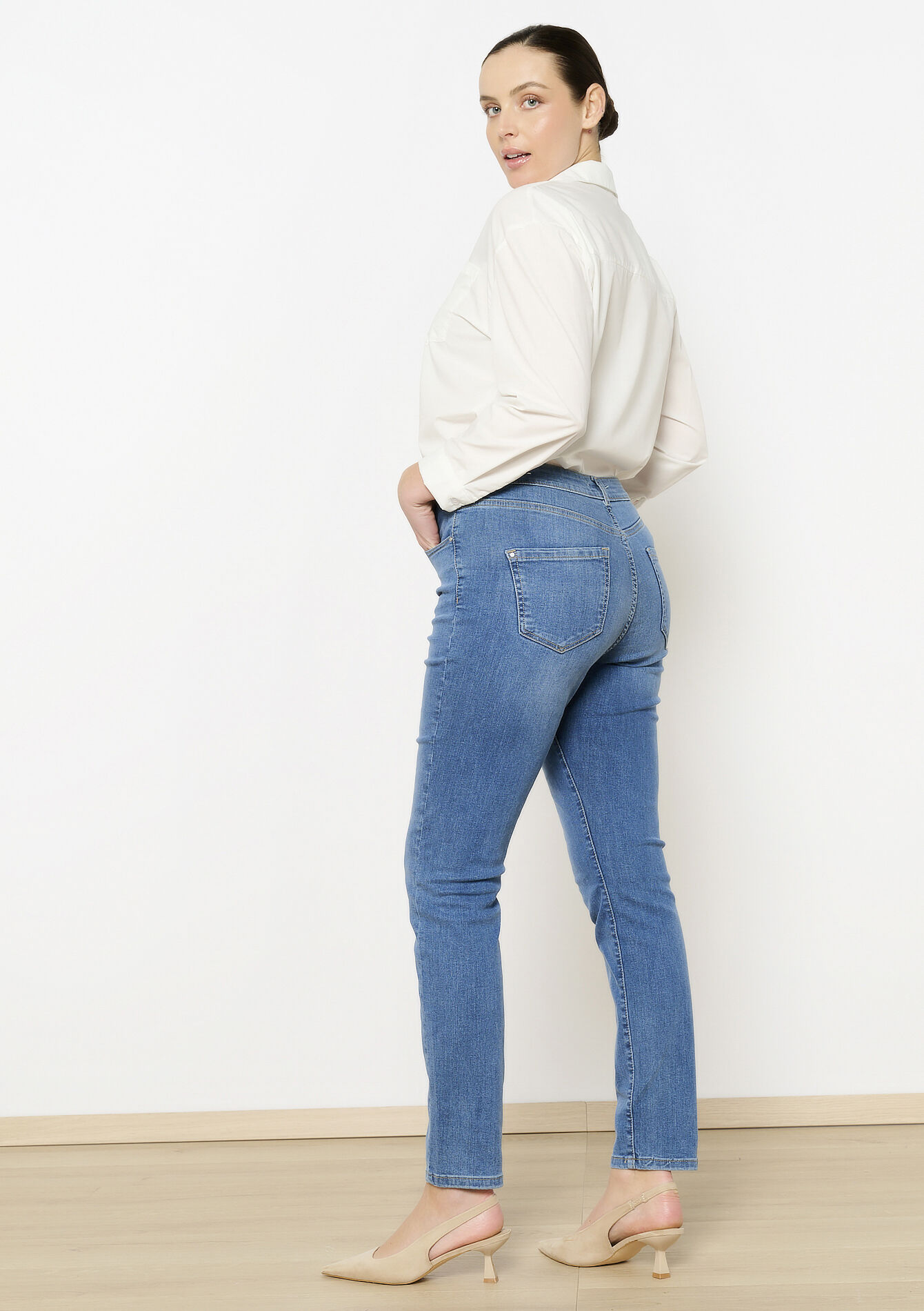 High waist skinny jeans, High waist skinny jeans - MEDIUM BLUE - 22000561_0500