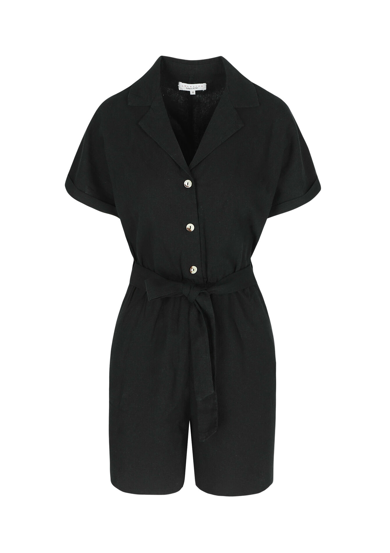 Linnen playsuit, Linnen playsuit - BLACK - 06004463_1119
