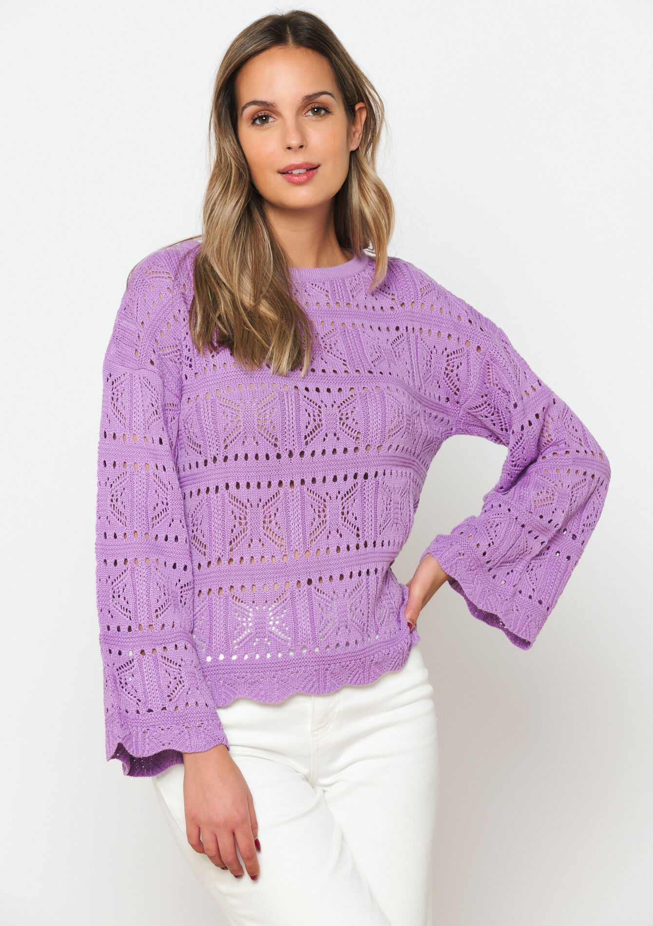 Macramé-style pullover, Macramé-style pullover - LILAC BRIGHT - 04006298_2578