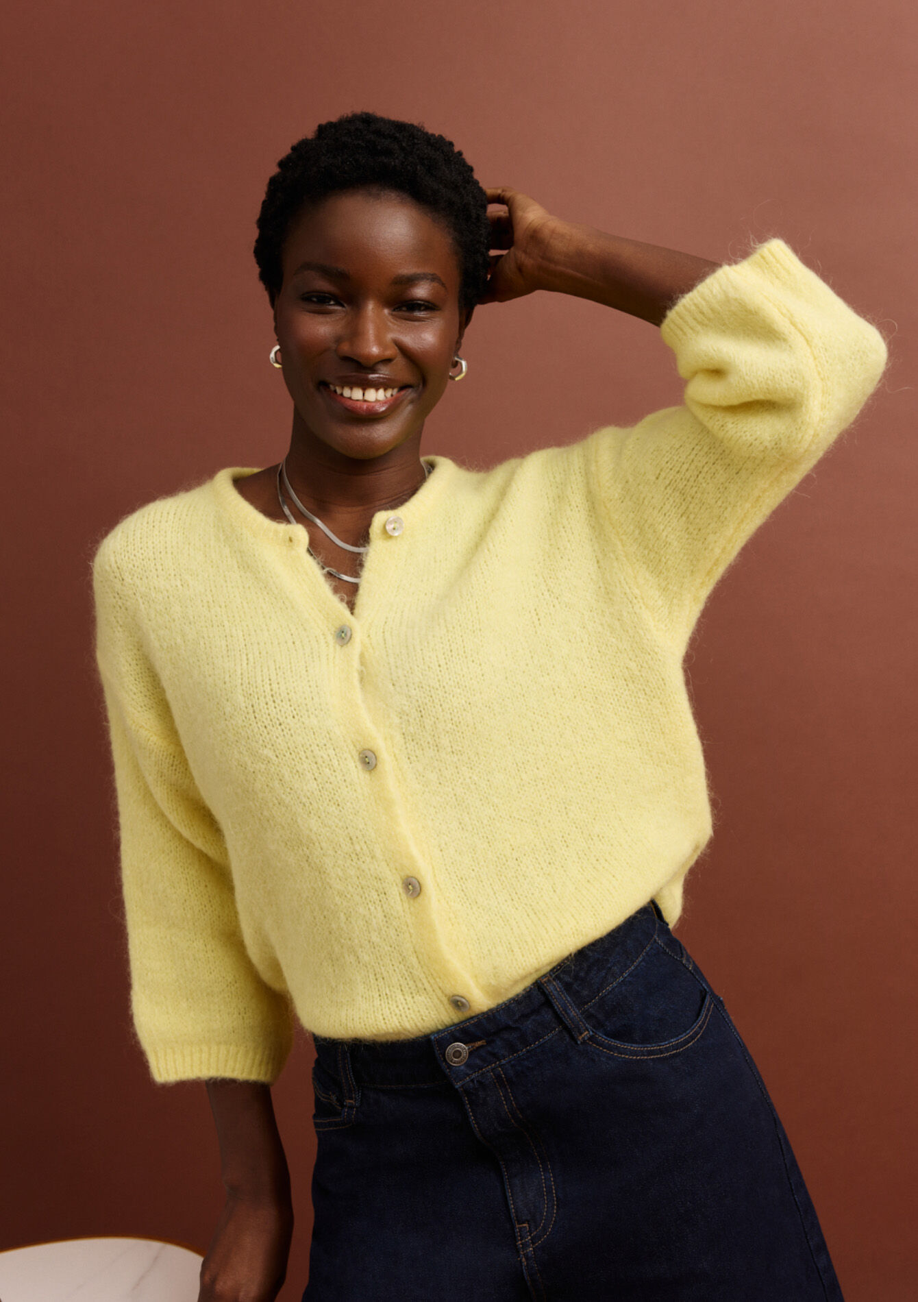 Minimalist buttoned cardigan, Minimalist buttoned cardigan, , back