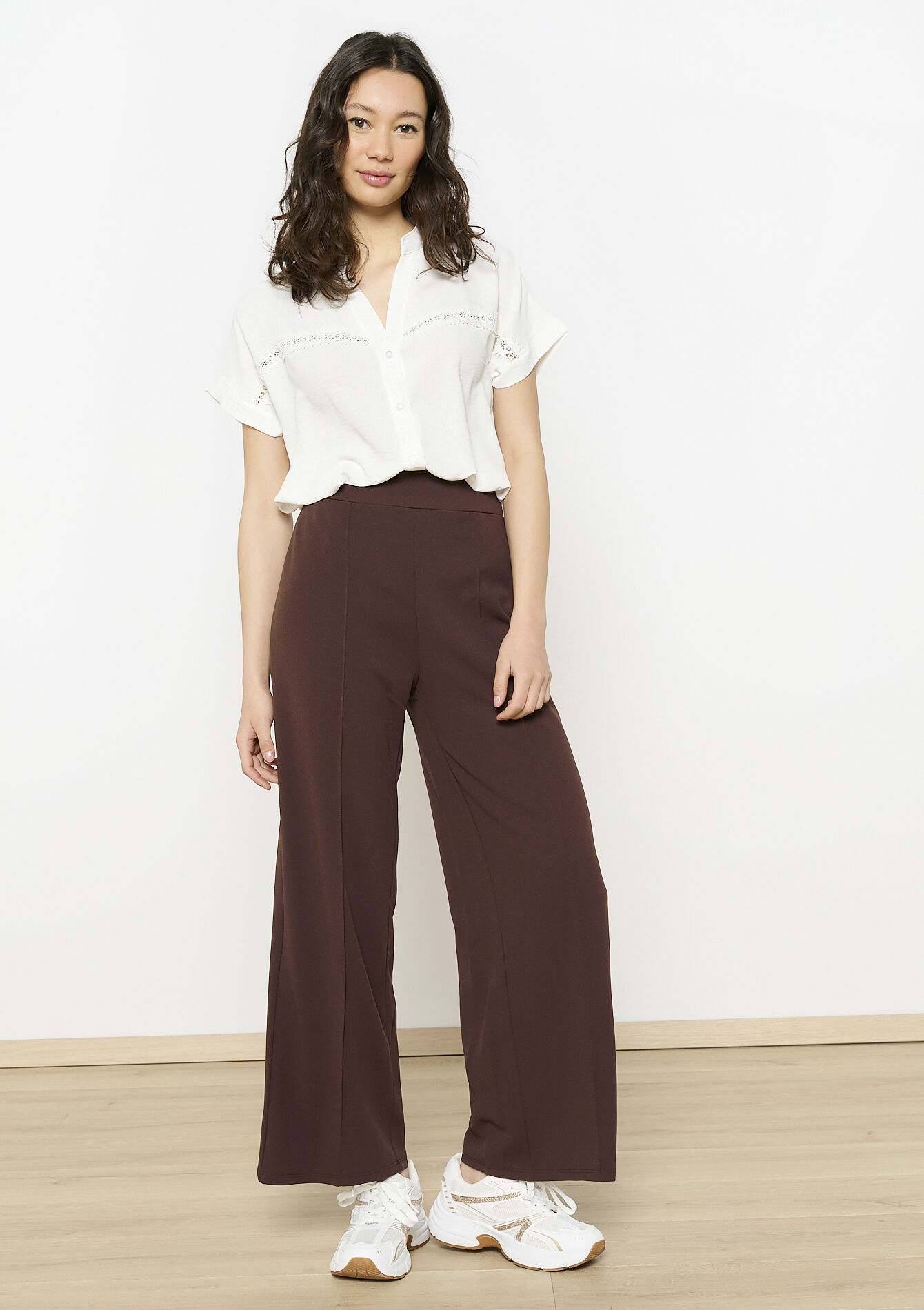 Embroidered flowy blouse, Embroidered flowy blouse - OPTICAL WHITE - 05702779_1019