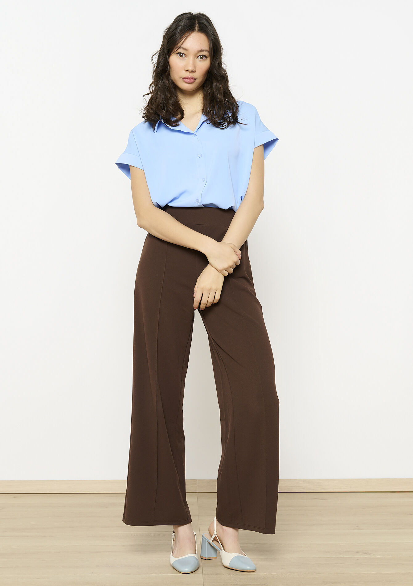 Soepele blouse met knopen, Soepele blouse met knopen - BLUE PASTEL - 05702766_3003