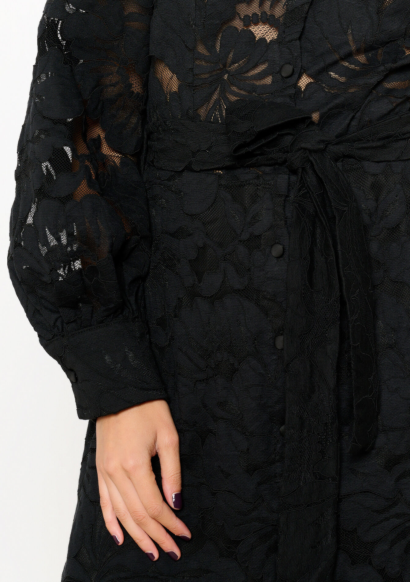 Robe-chemise en dentelle - BLACK - 08103858_1119