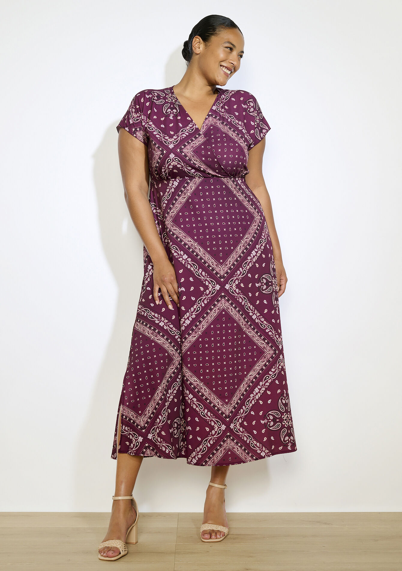 Maxi-jurk met print  - AUBERGINE - 08104236_1537