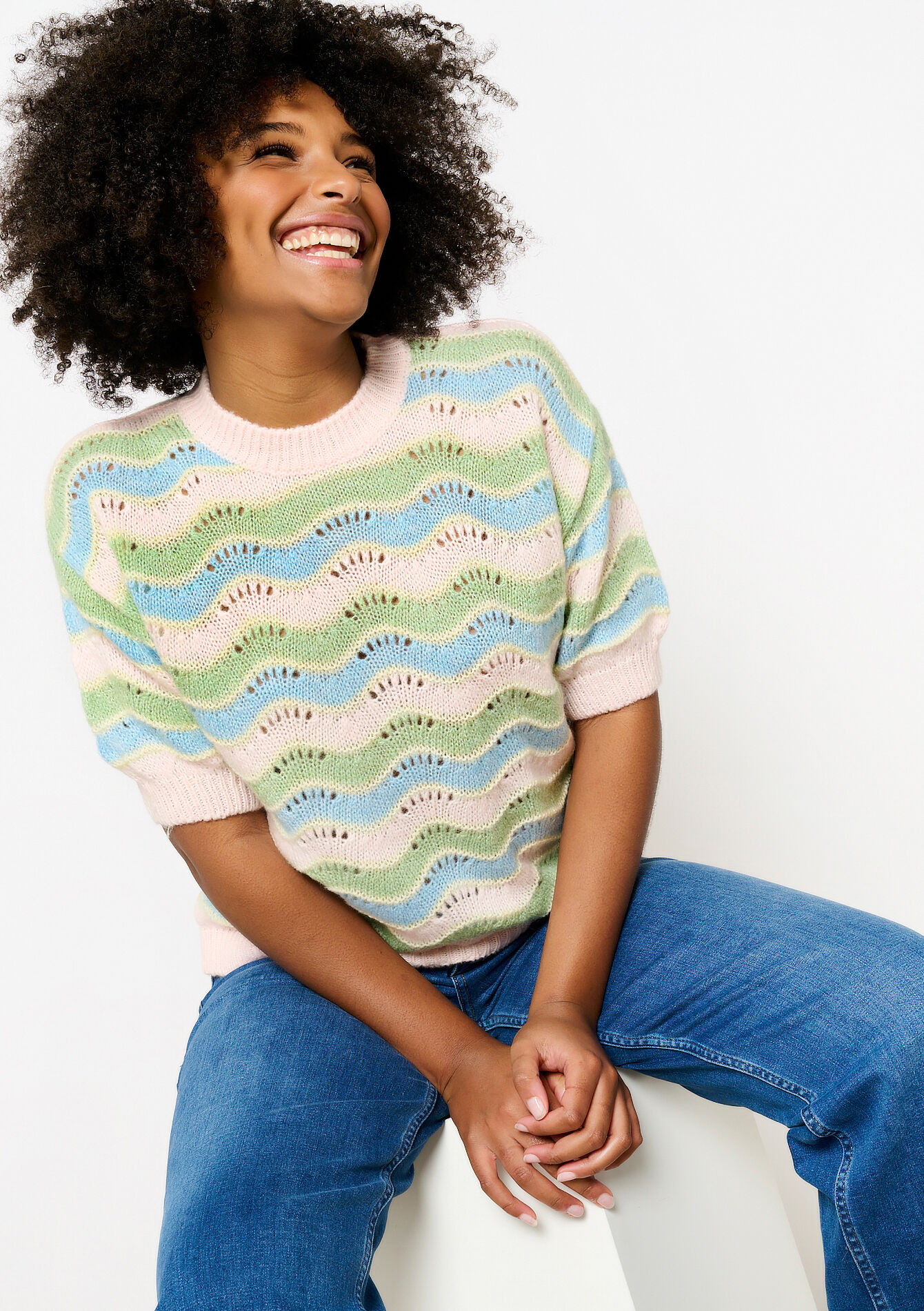 Pullover with color block, Pullover with color block - NUDE PINK - 04006876_1301