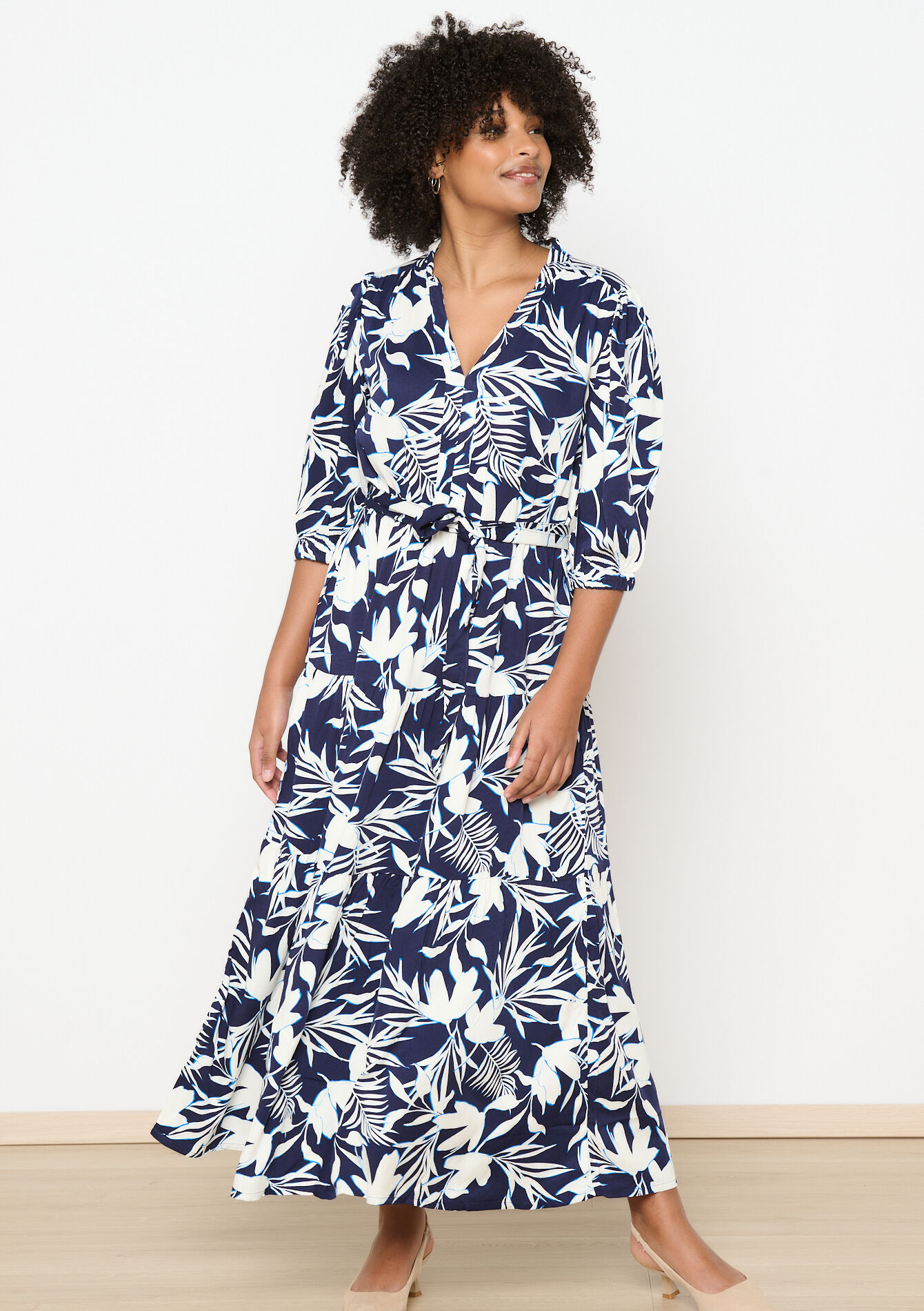 Maxi dress with floral print, Maxi dress with floral print - NAVY BASIC - 08103879_2723