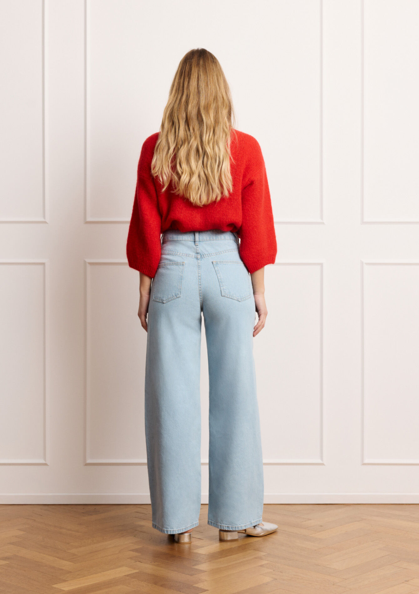 High-waist wide jeans - BLUE BLEACHED - 22000656_0502