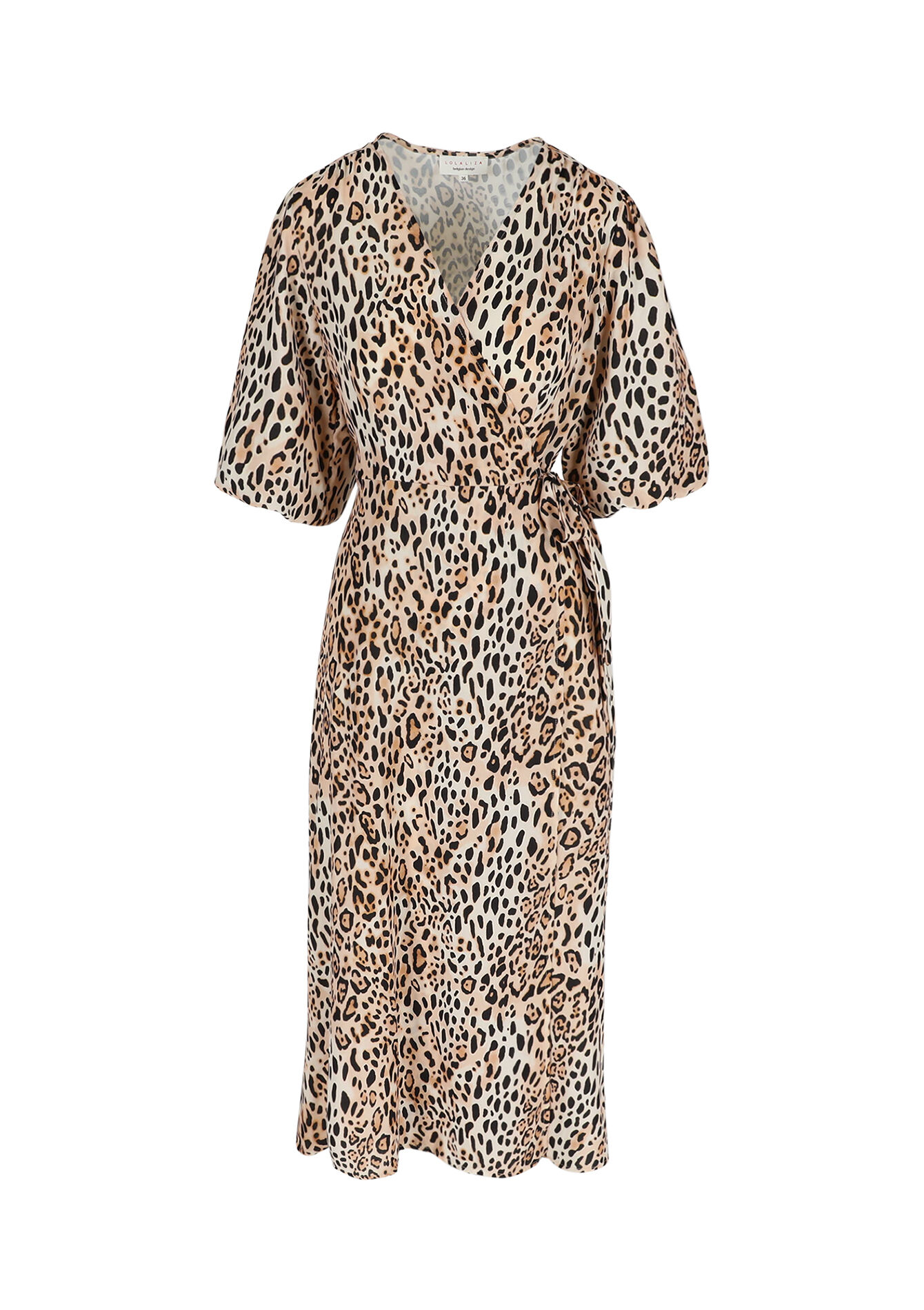 Leopard print wrap dress, Leopard print wrap dress - LT BEIGE - 08104022_2527