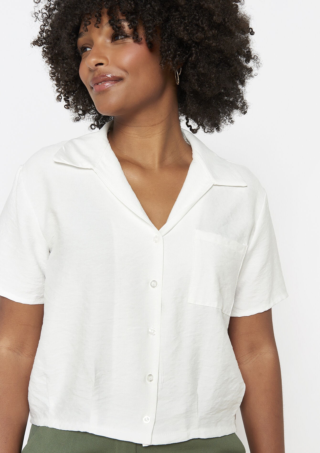 Buttoned fluid shirt, Buttoned fluid shirt - OPTICAL WHITE - 05702801_1019