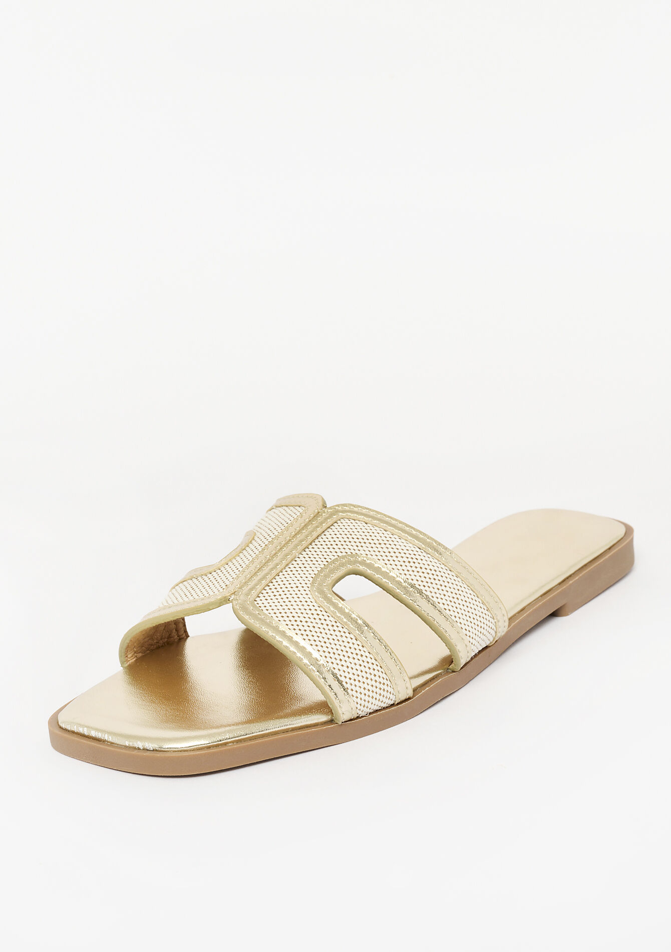 Grafische platte muiltjes, Grafische platte muiltjes - GOLD - 13000810_1058