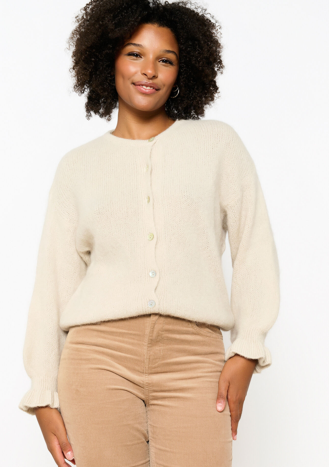 Alpaca cardigan met franjes, Alpaca cardigan met franjes - LT BEIGE - 04101200_2527