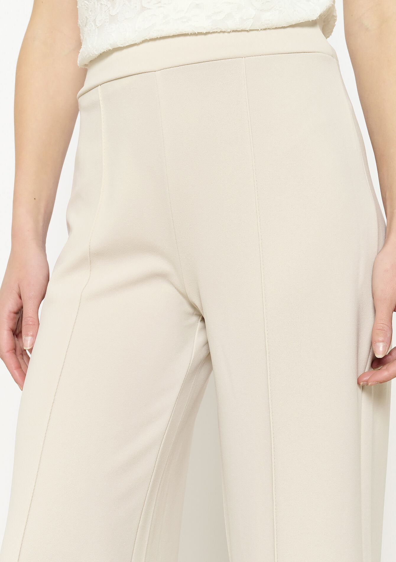 High-waisted fluid trousers, High-waisted fluid trousers - LT BEIGE - 06600947_2527