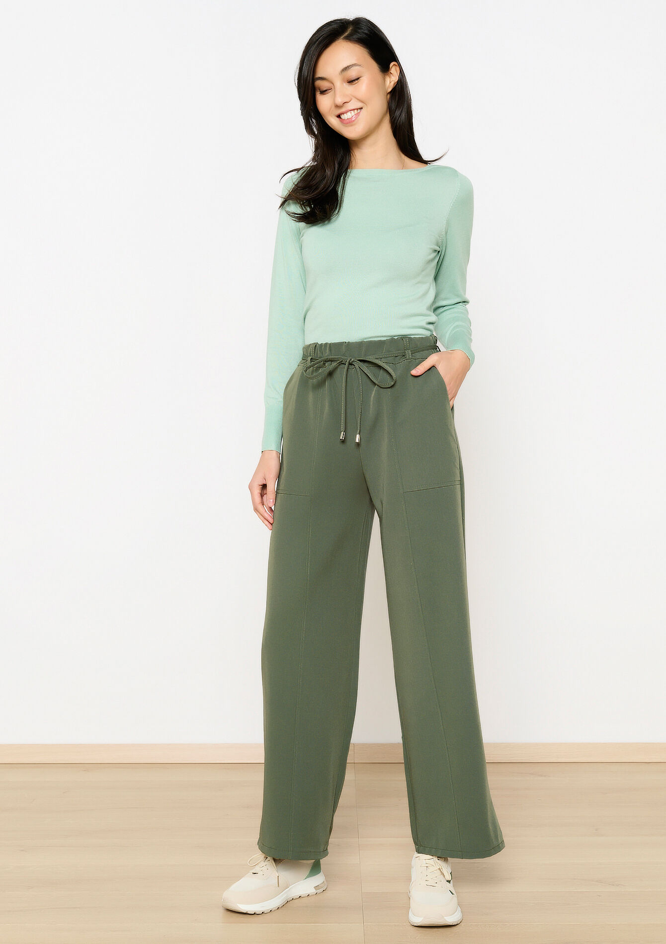 Pantalon évasé ample, Pantalon évasé ample - KHAKI MED - 06600958_4327