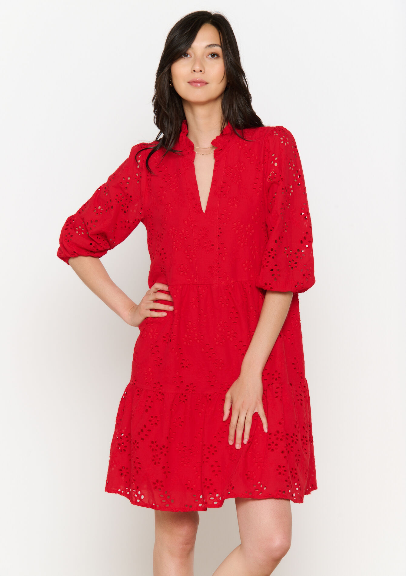 Robe courte brodée, Robe courte brodée - RED LIPSTICK - 08104069_5310