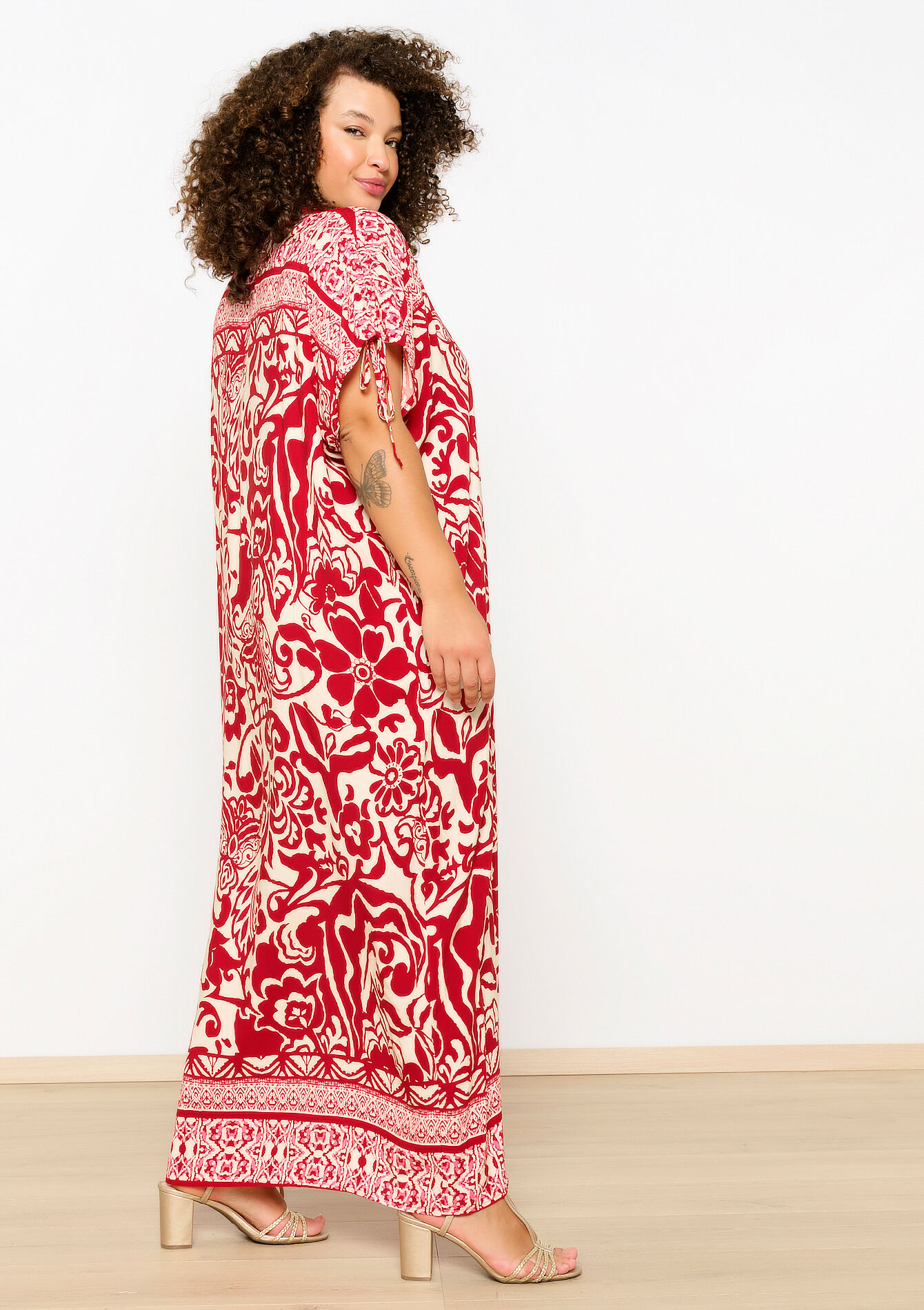 Kaftanjurk met bloemen, Kaftanjurk met bloemen - RED LIPSTICK - 08103575_5310