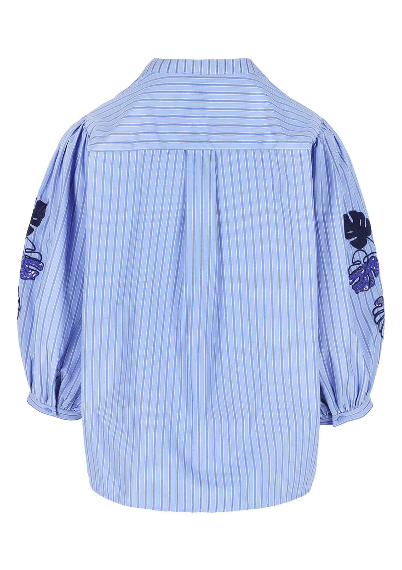 Gestreepte blouse met borduursel - BLUE PASTEL - 05703038_3003