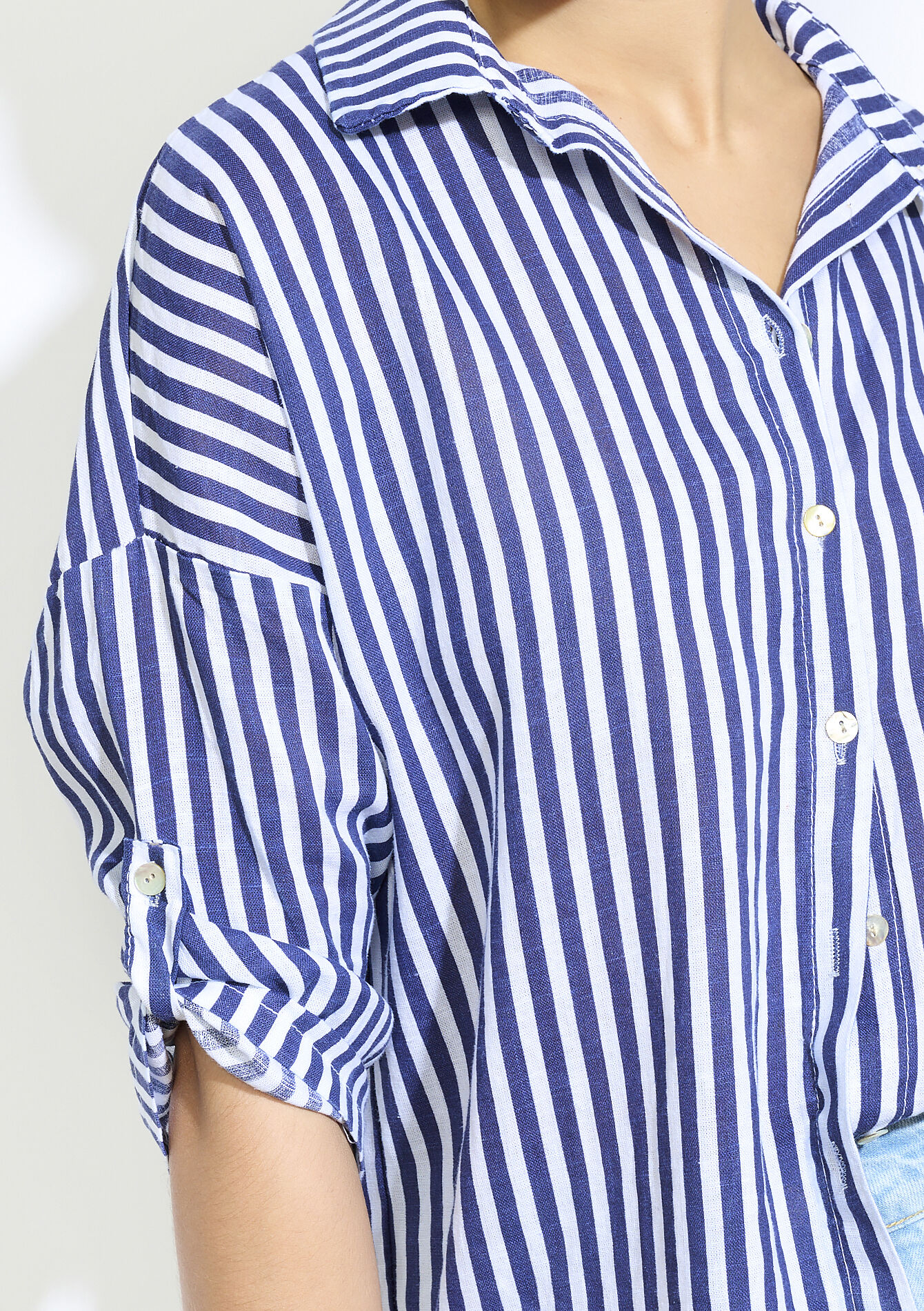 Losvallende streepjesblouse, Losvallende streepjesblouse - NAVY BASIC - 05702837_2723