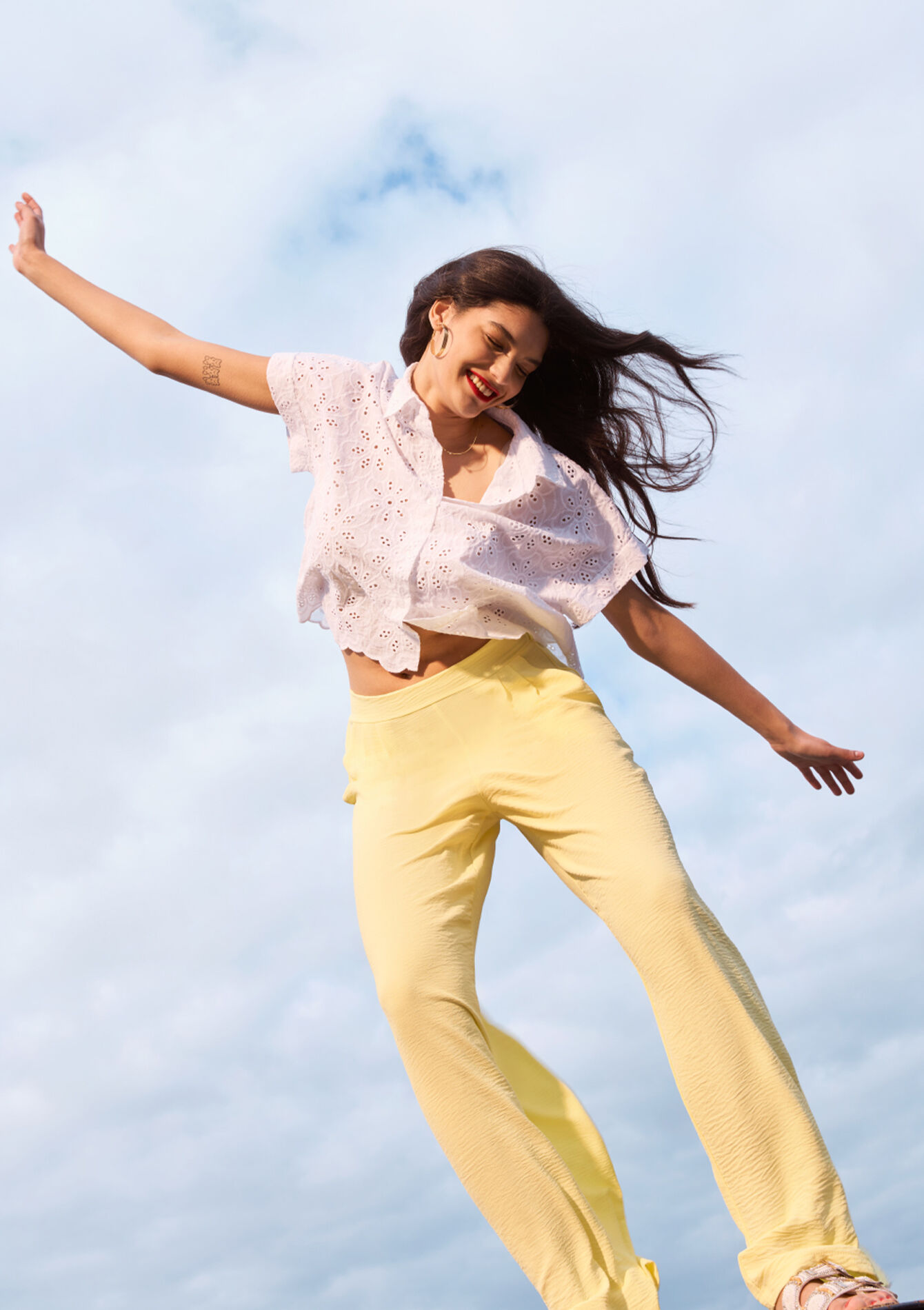 Wijde pantalon, Wijde pantalon - YELLOW PASTEL - 06600821_5004