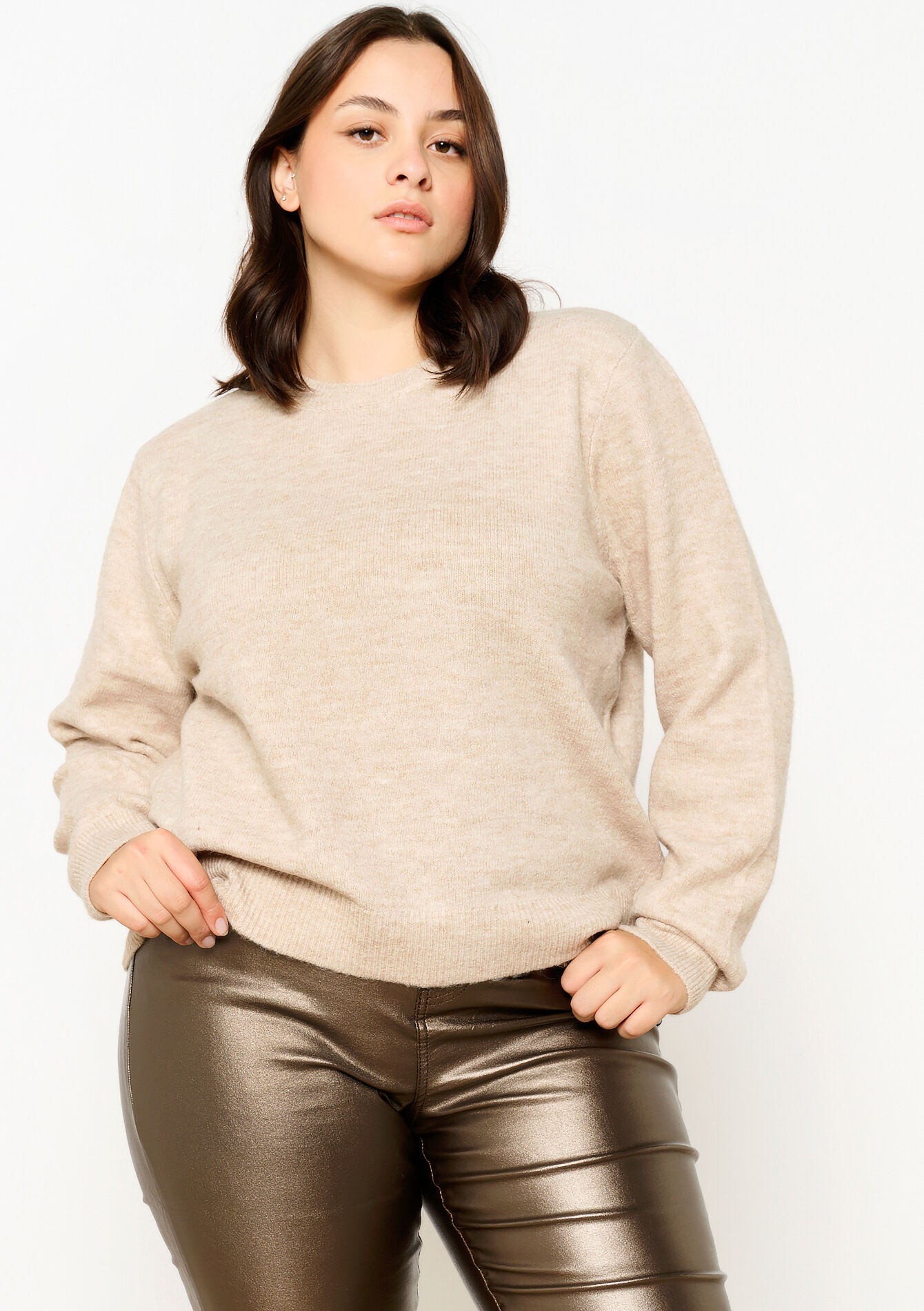 Basic trui met ronde hals, Basic trui met ronde hals - BEIGE CHINE - 04006522_4025