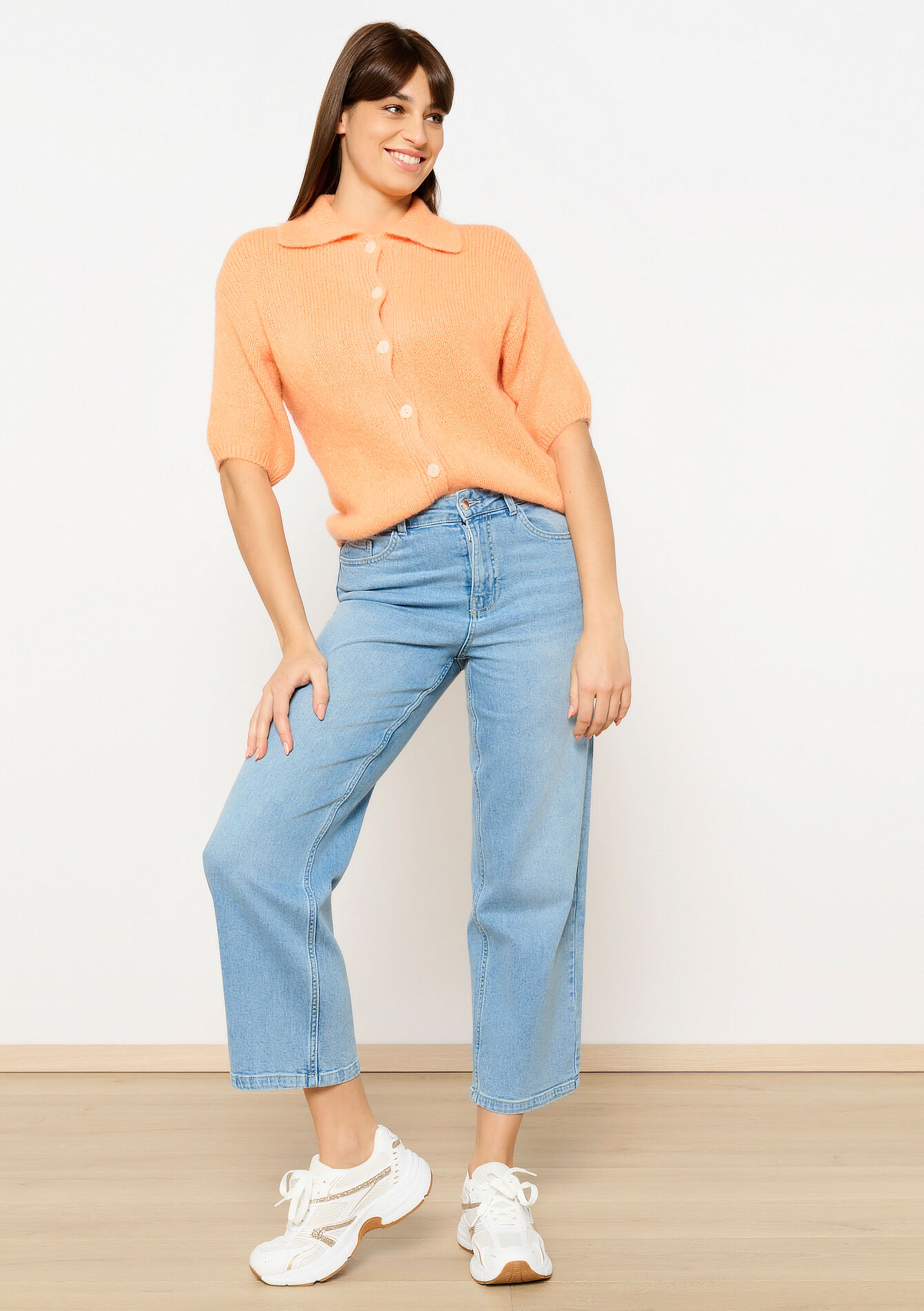 Soft sweater with buttons, Soft sweater with buttons - ORANGE MANGO - 04101284_2575